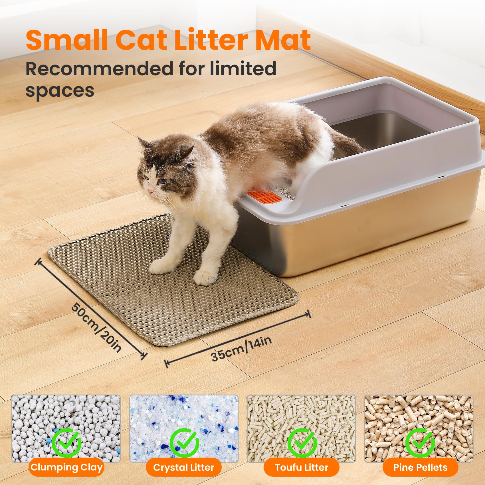 Petinstinct Tapis Litière Anti-trace, sortie bac, retient les grains de litière