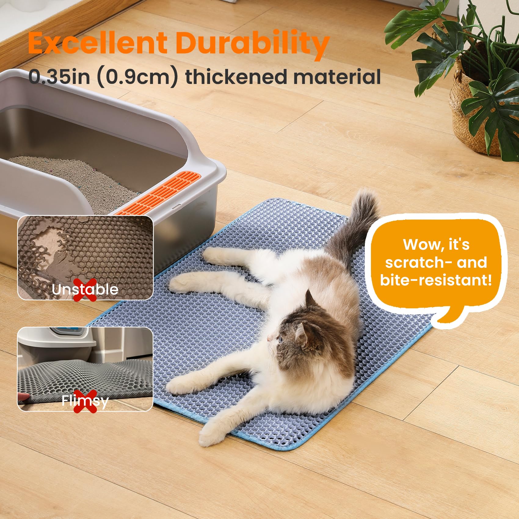 Tapis Petinstinct XL bleu, impermeable et durabilité contre les griffures.
