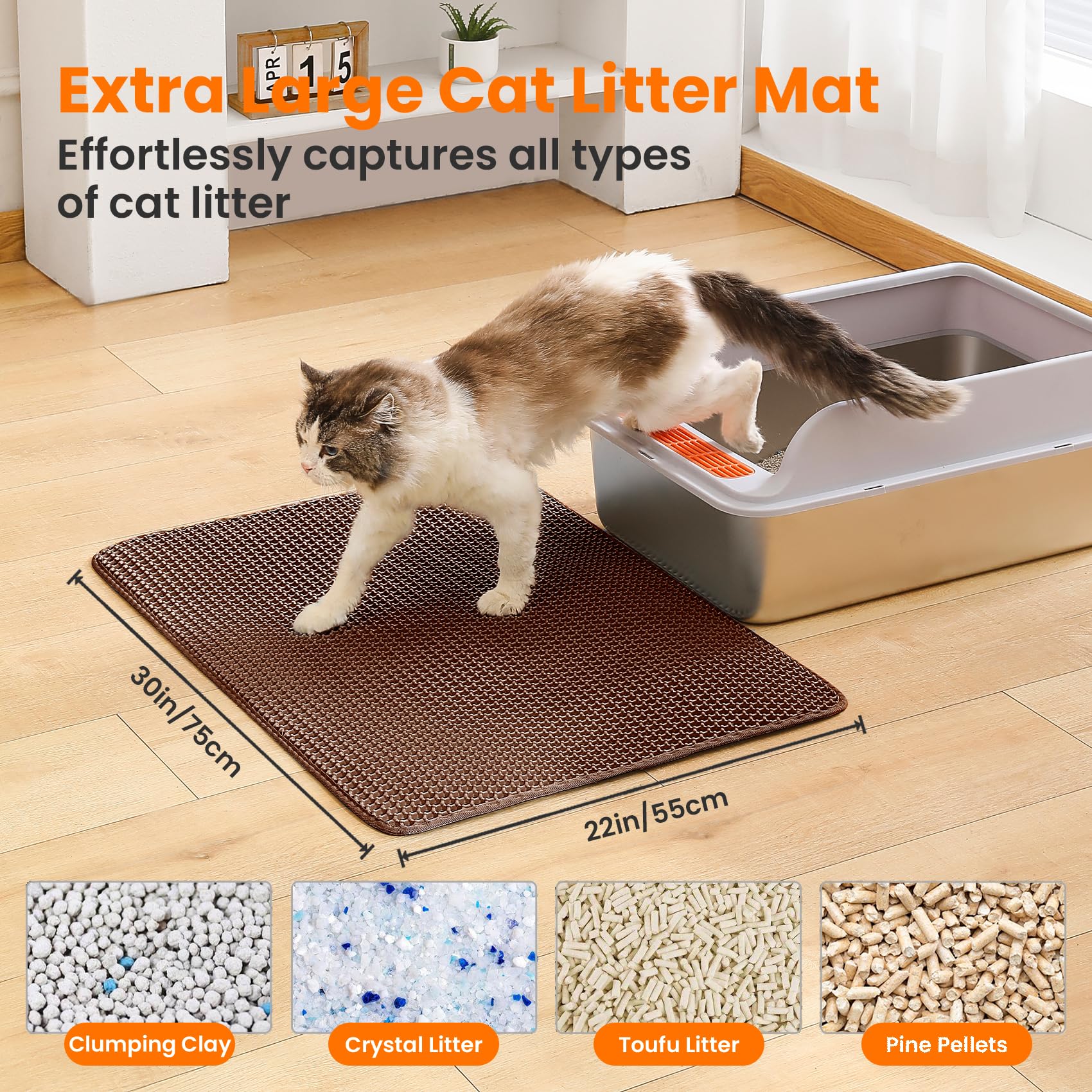 Tapis Petinstinct double couche honeycomb piège la litière et facilite le nettoyage.
