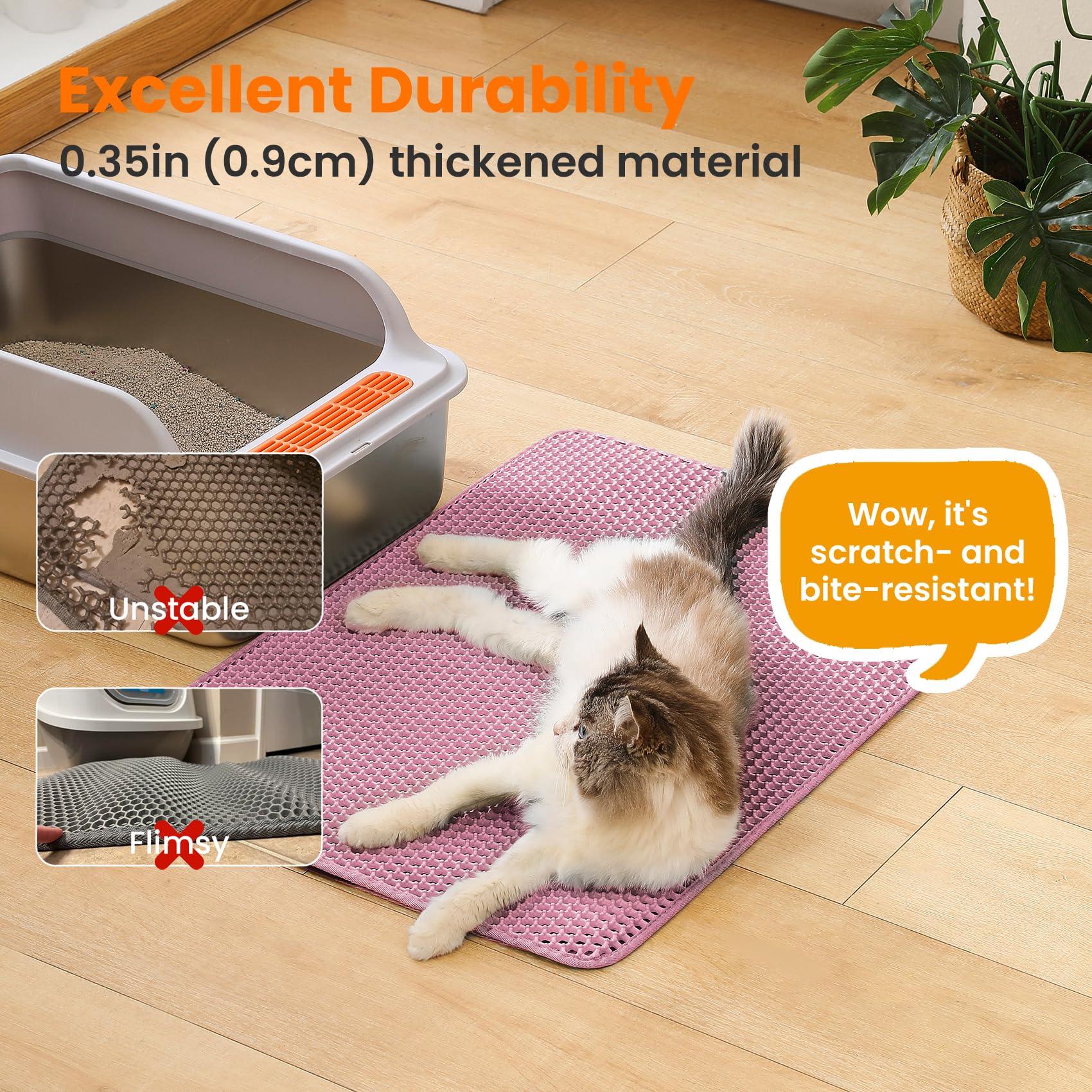 Tapis Petinstinct nettoyage facile, rinçage rapide et aspirateur simple.