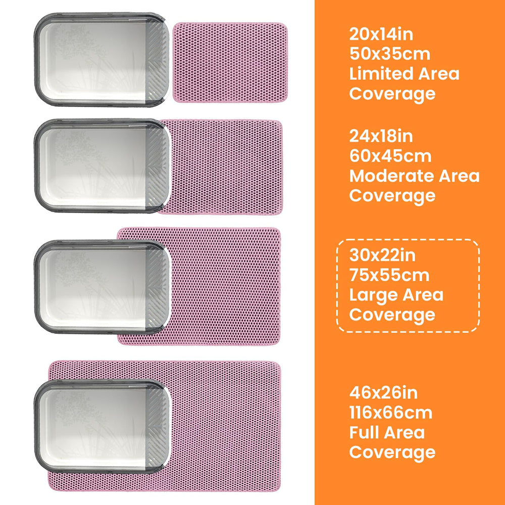 Tapis Petinstinct rose grand-format 30x22, ideal devant la litiere.