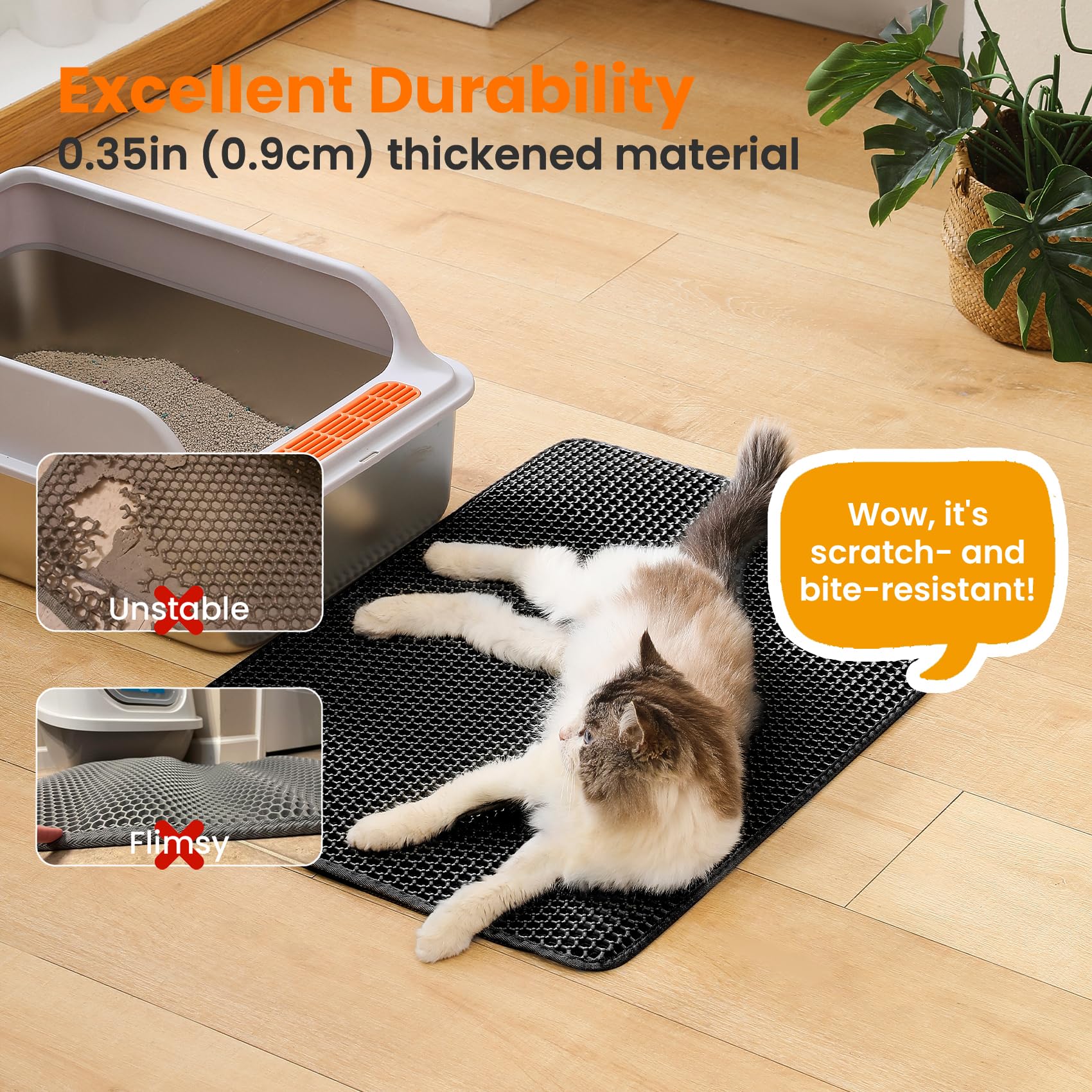 Petinstinct Tapis Litière XL — double couche nid d’abeille, nettoyage simplifié