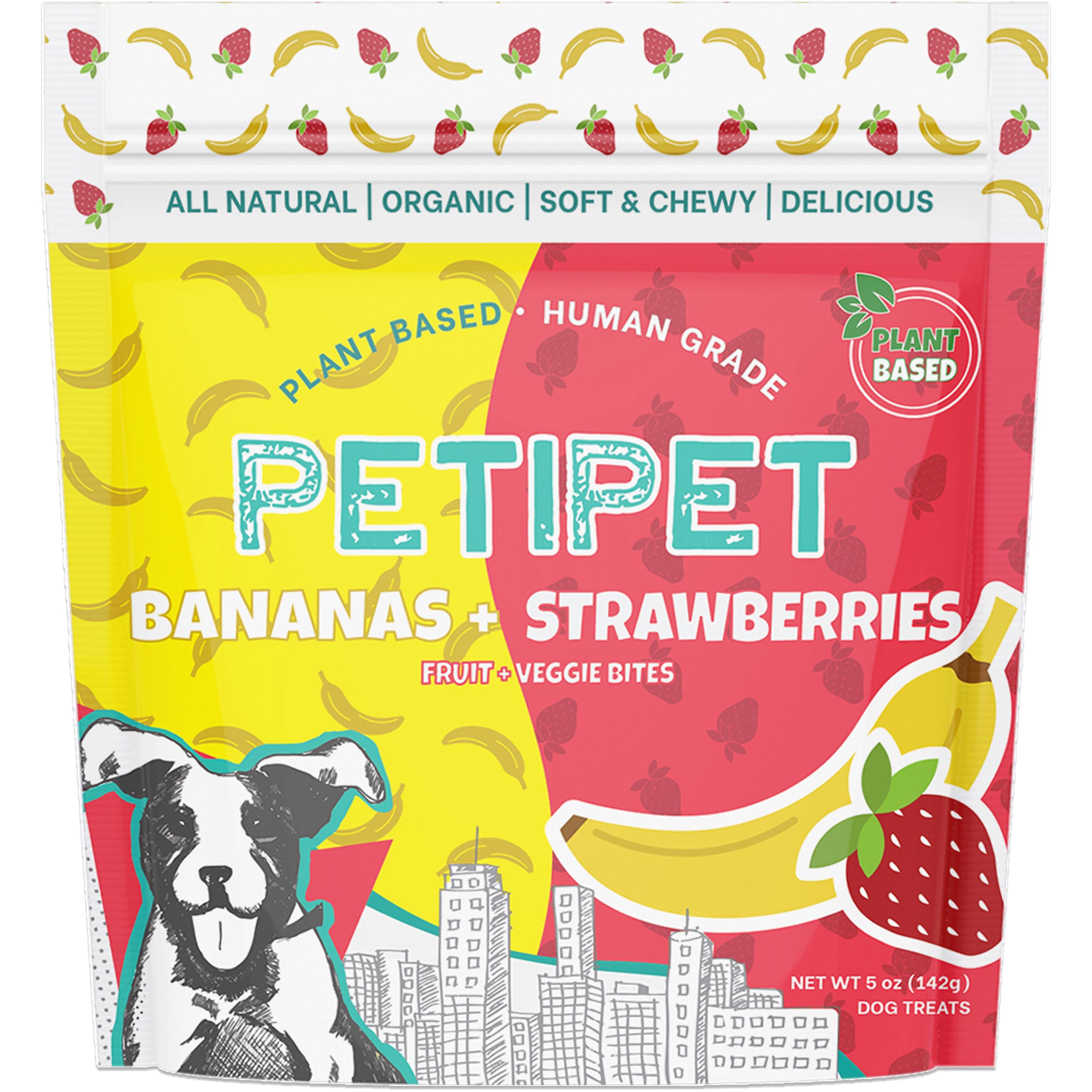 PETIPET banane-fraise : texture tendre pour friandise facile à mâcher