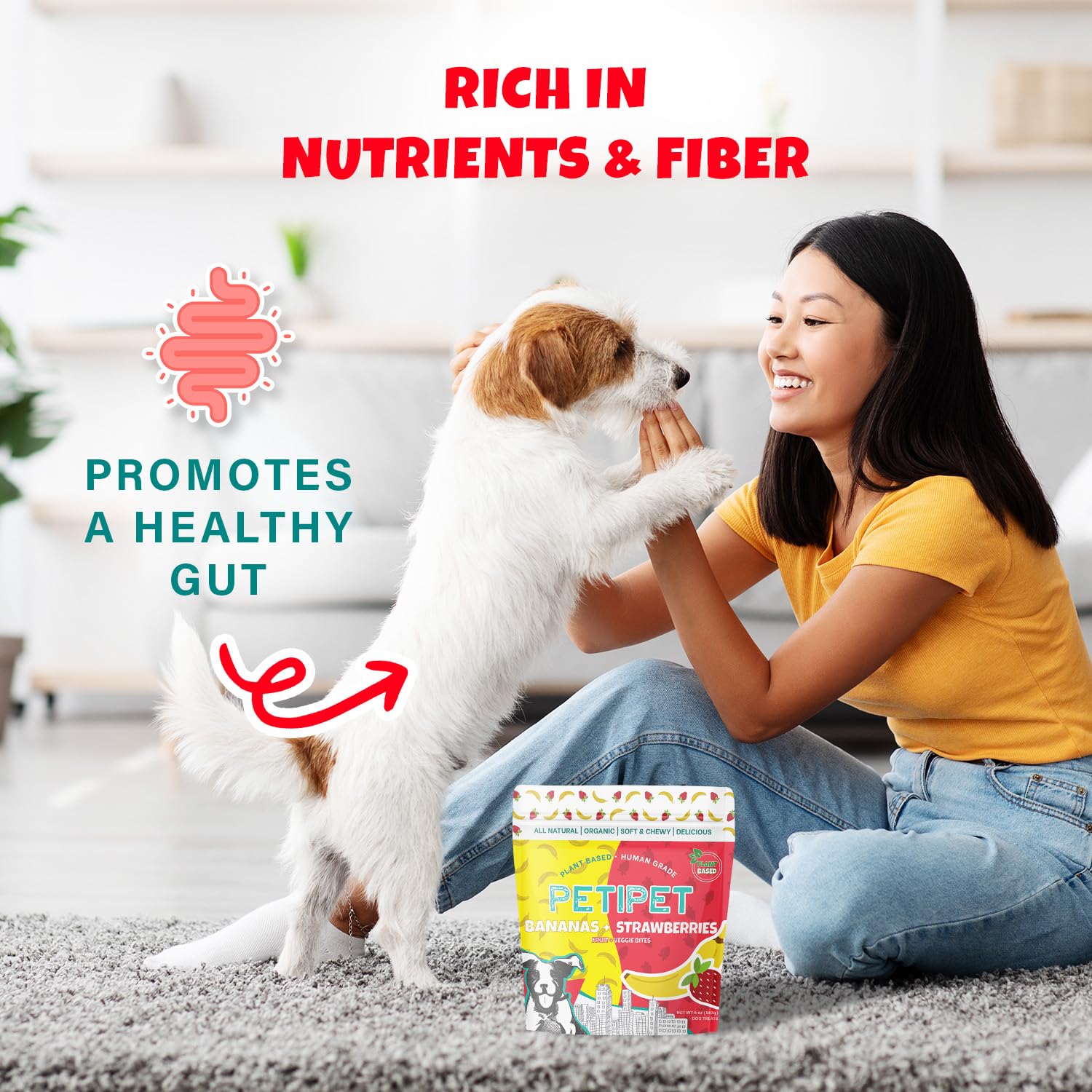 PETIPET texture-douce : friandise fruitée adaptée pour chiens sensibles