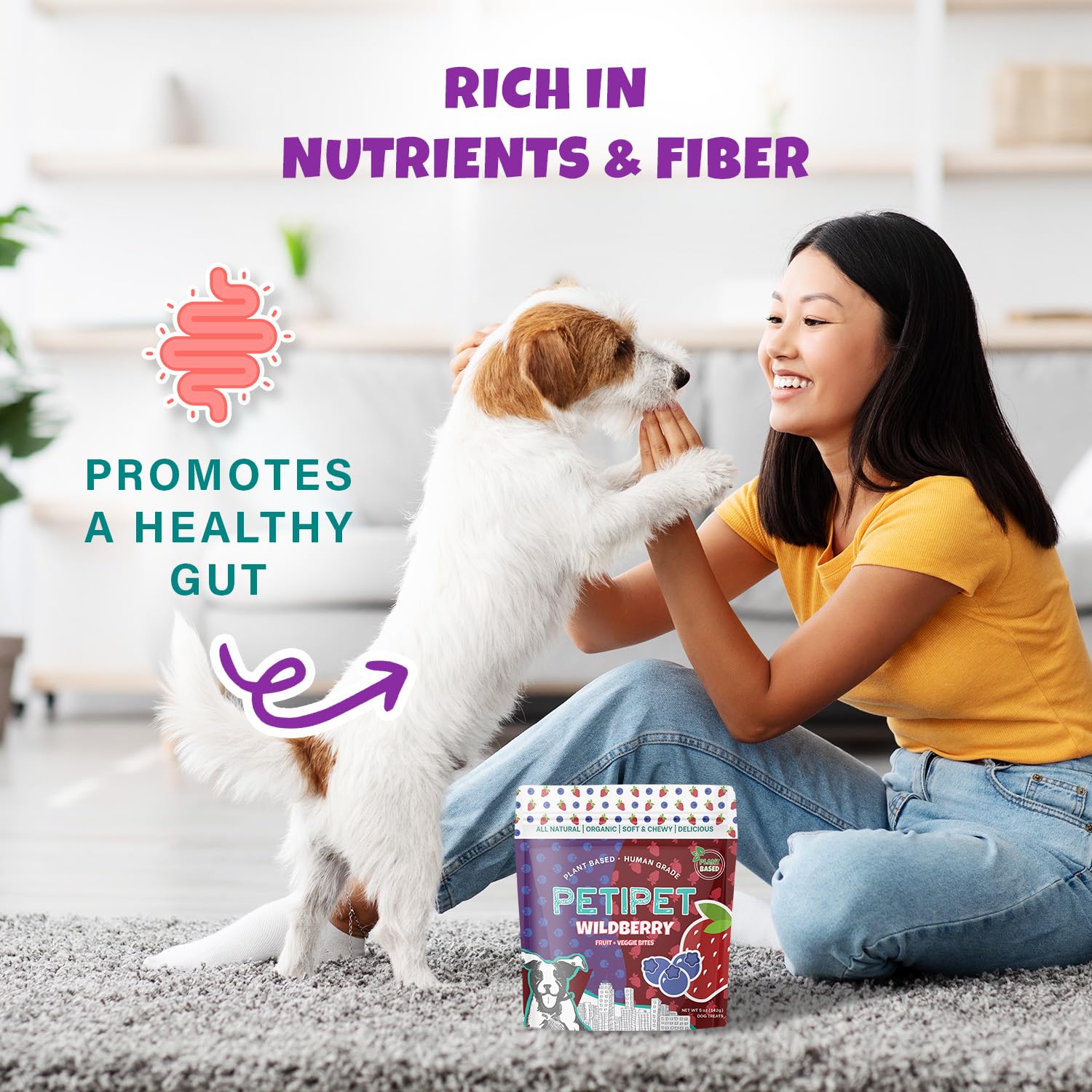 PETIPET Wildberry sans protéines animales, option végétarienne pour chiens.