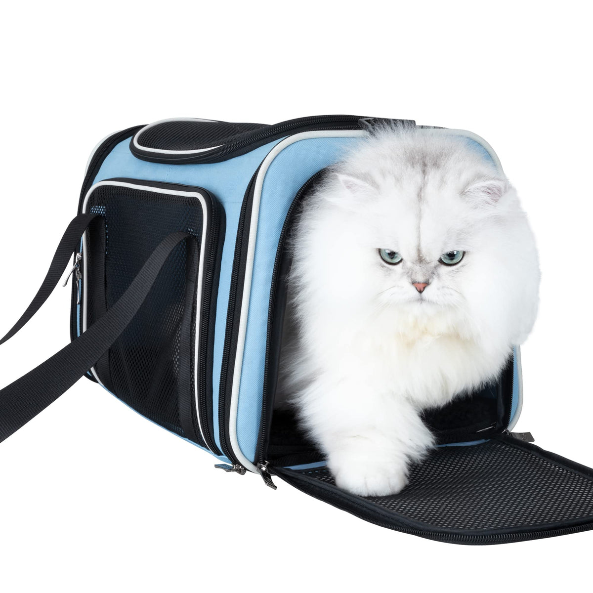 Petisfam transport pour chat avec haut ouverture pour un accès rapide.