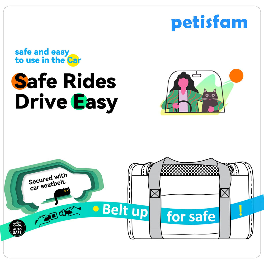 Petisfam transport-chat securite-voiture avec fixation fiable.