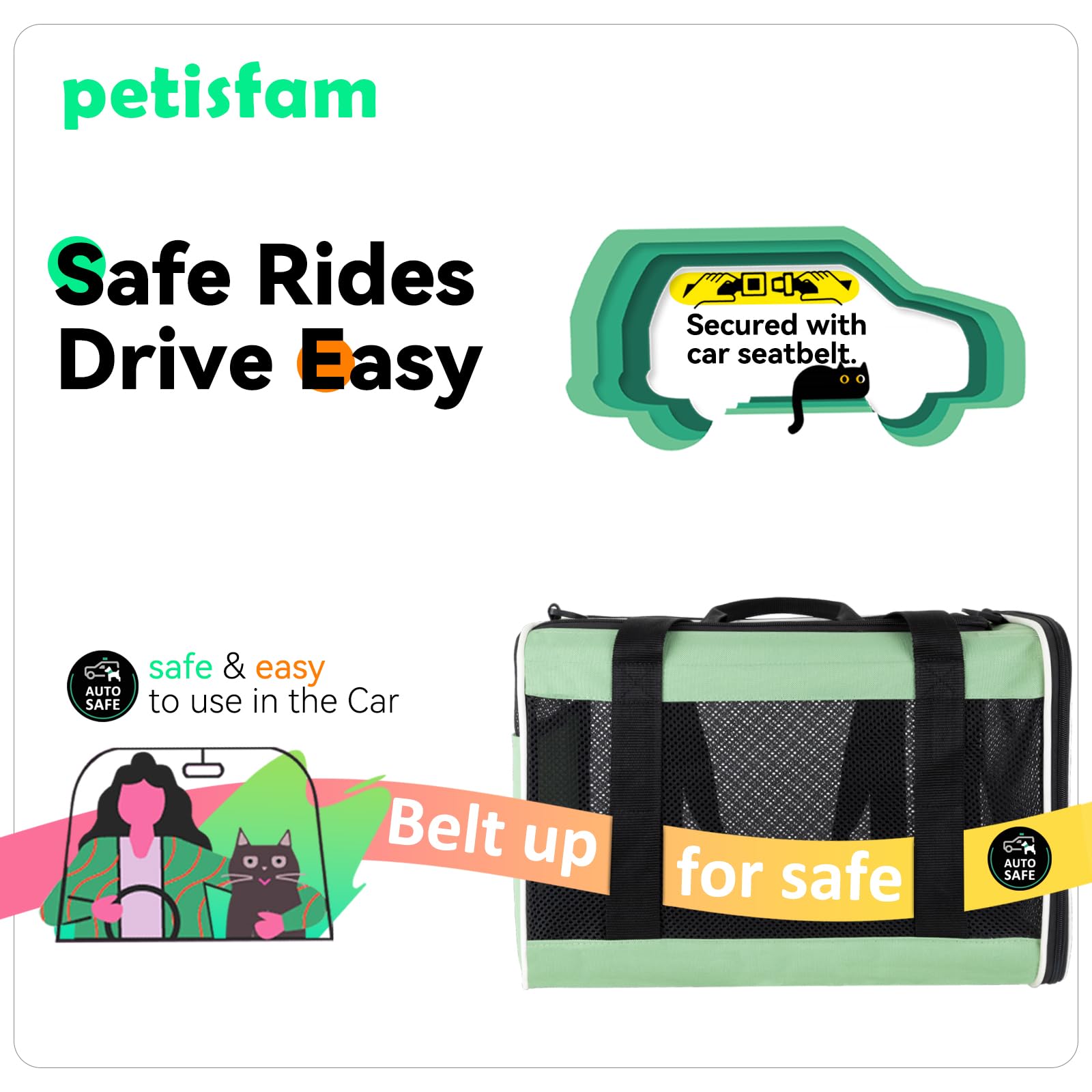 Porte-petit animal petisfam pour deux chats en voyage sûr et confortable