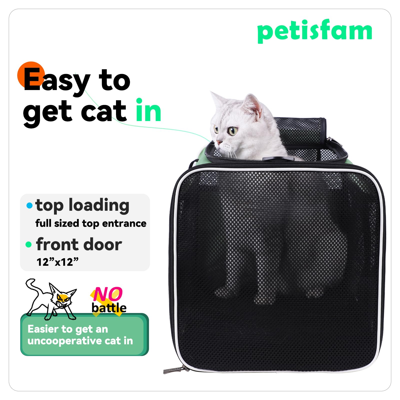 Porteur petisfam pour chat moyen offrant espace et aération