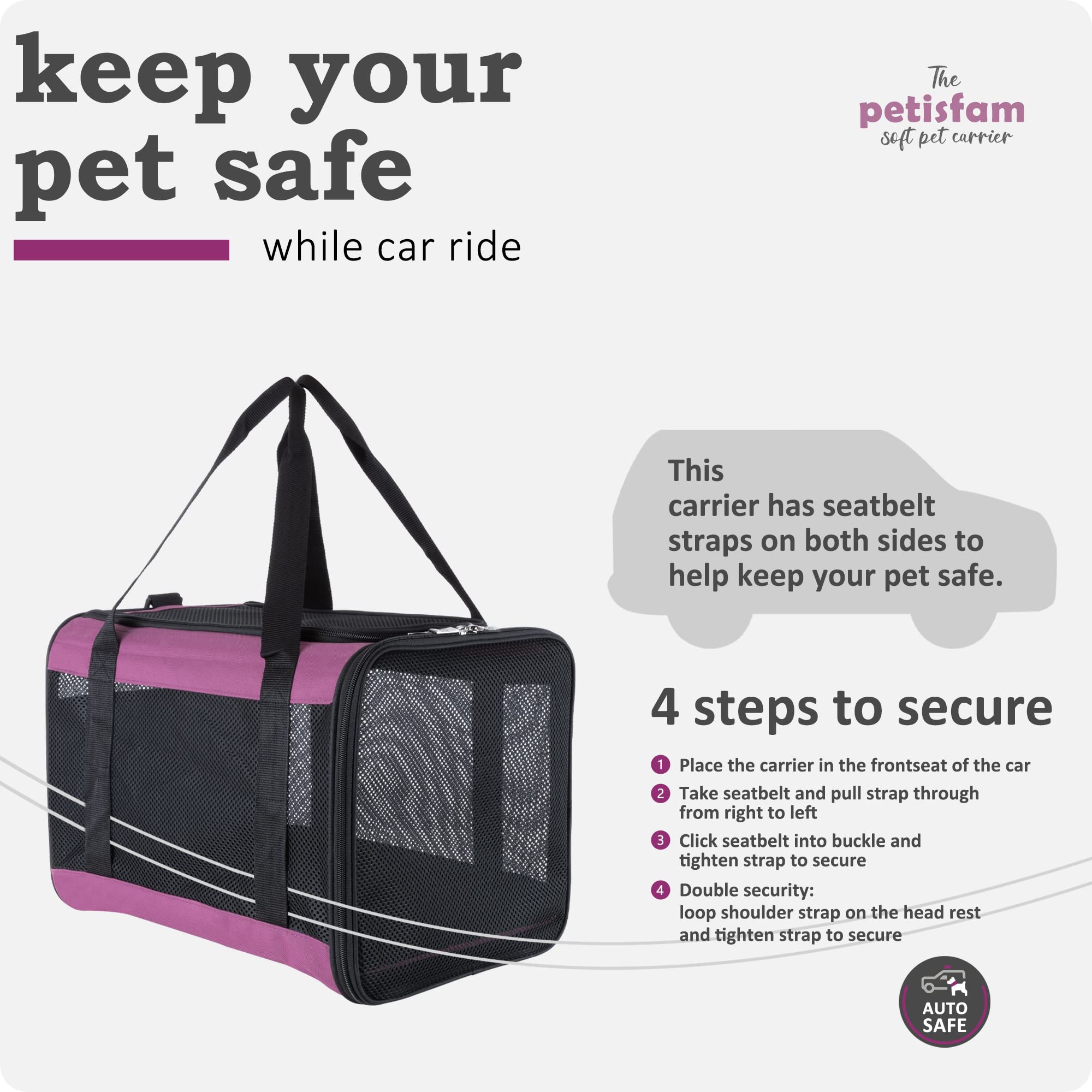 Poche pratique Petisfam à l’extrémité pour accessoires et petits objets.