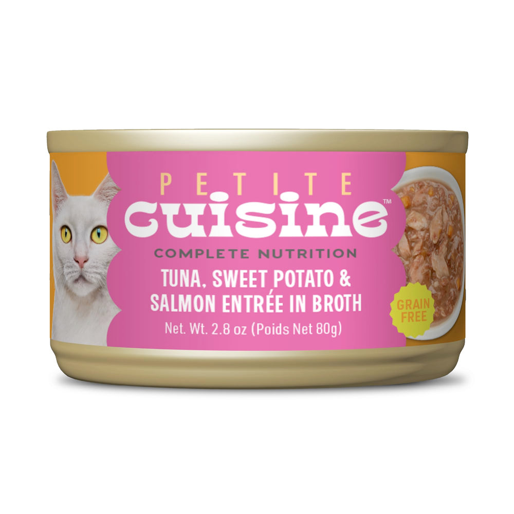 Petite Cuisine – thon-saumon-bouillon: repas humide riche en protéines.