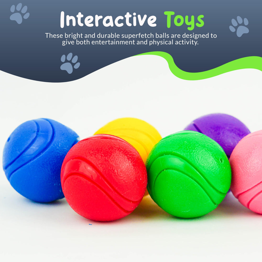 Pack de 6 balles Petite Paws SuperFetch dans filet de rangement blanc.