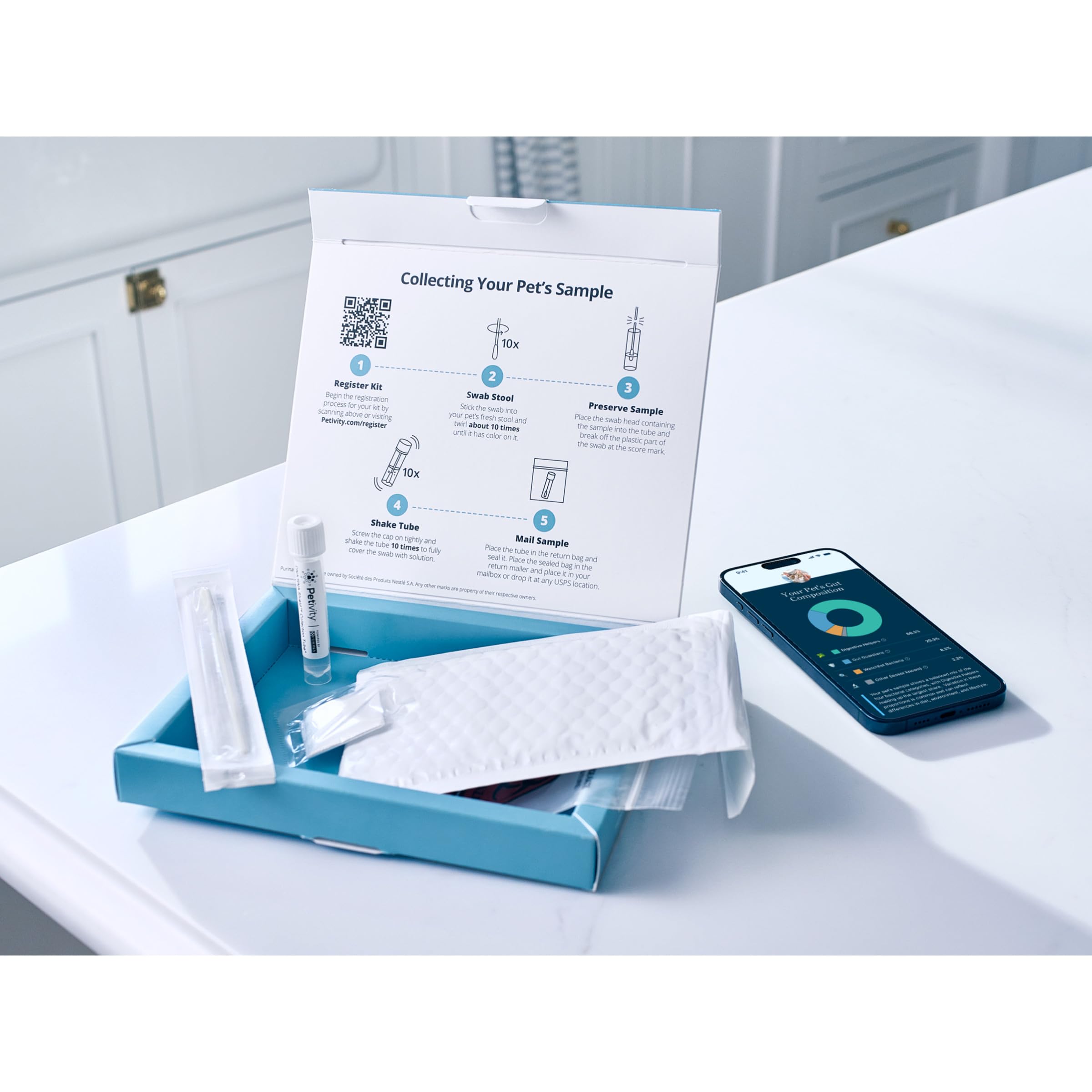Petivity rapport en ligne: aperçu du microbiome pour chats et chiens.