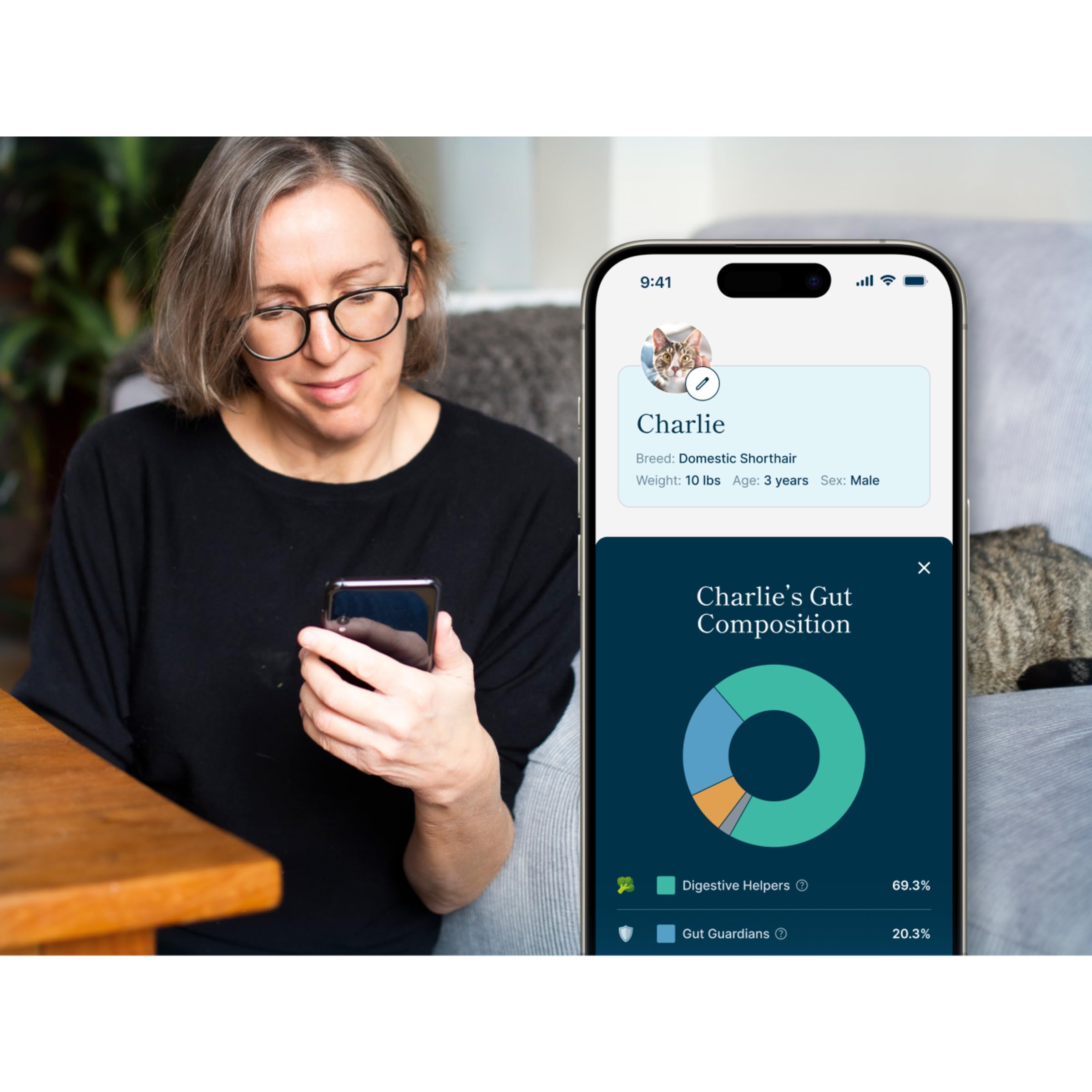 Rapport en ligne Petivity décrivant le profil intestinal.