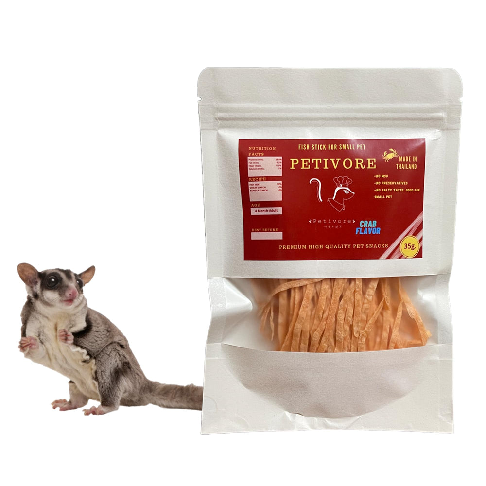 Petivore Saveur Crabe pour Ecureuil Volant, friandise gourmande et nutritive.