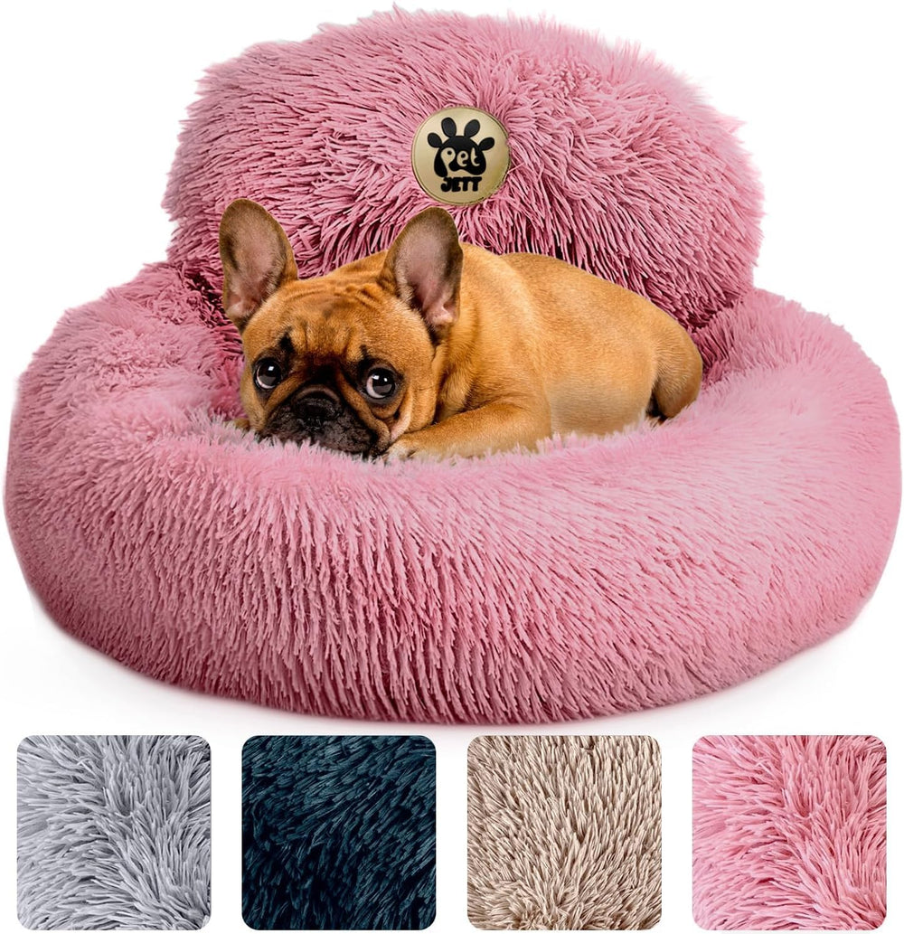 Lit PetJett donut rose offrant un confort optimal pour les siestes.