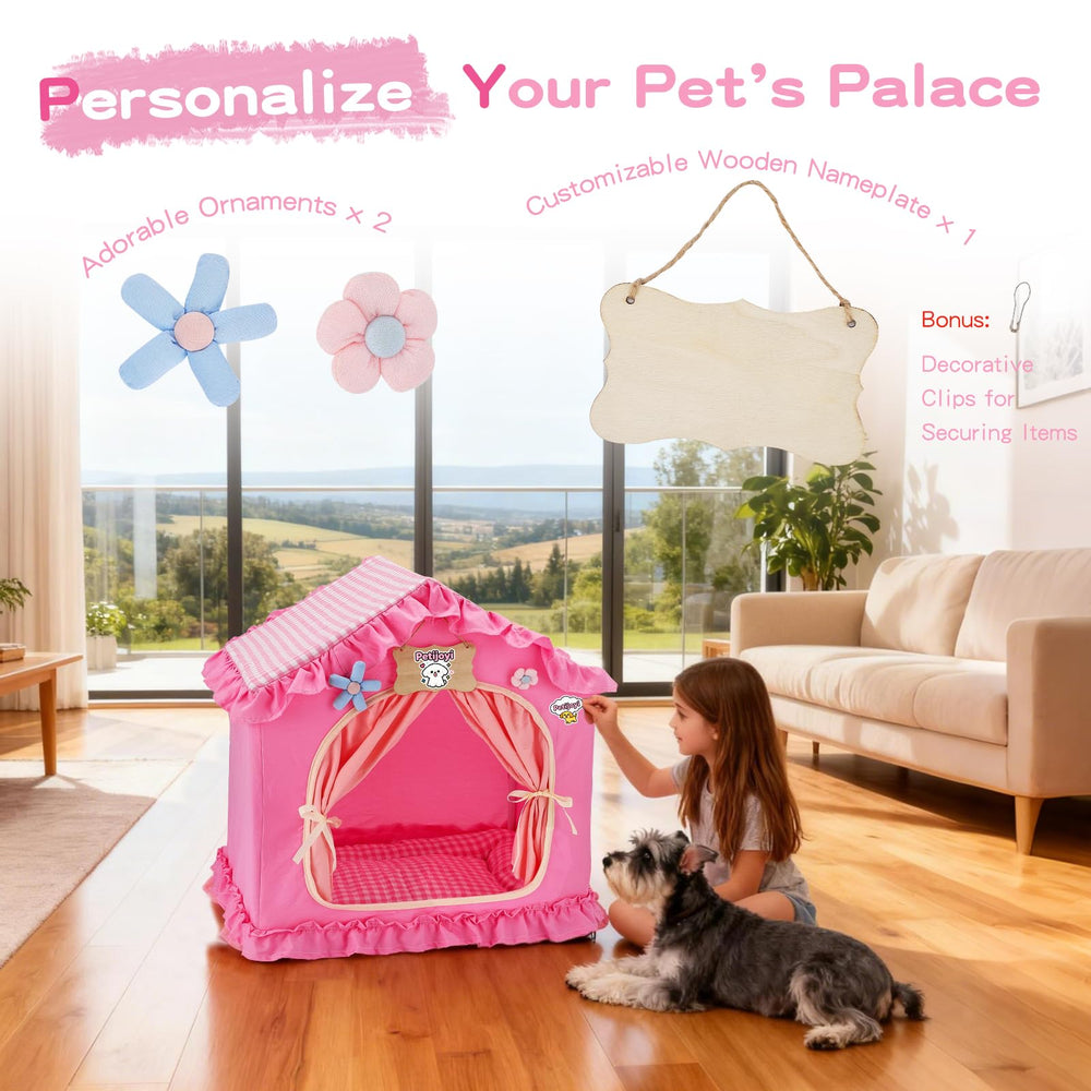 Petjoyi Tente Rose Princesse – armature stable qui garde la forme.