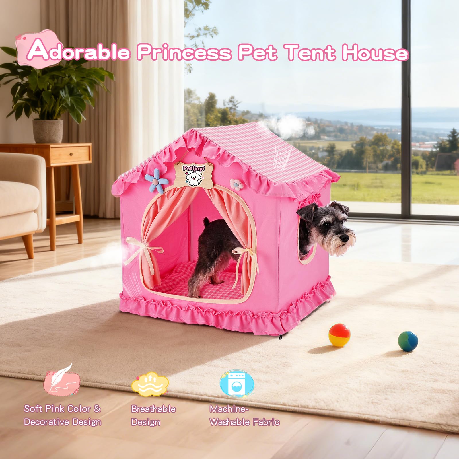 Petjoyi Tente Rose Princesse – plaque nominative personnalisable pour une touche unique.