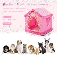 Petjoyi Tente Rose Princesse – rideaux latéraux pour ventilation ajustable.