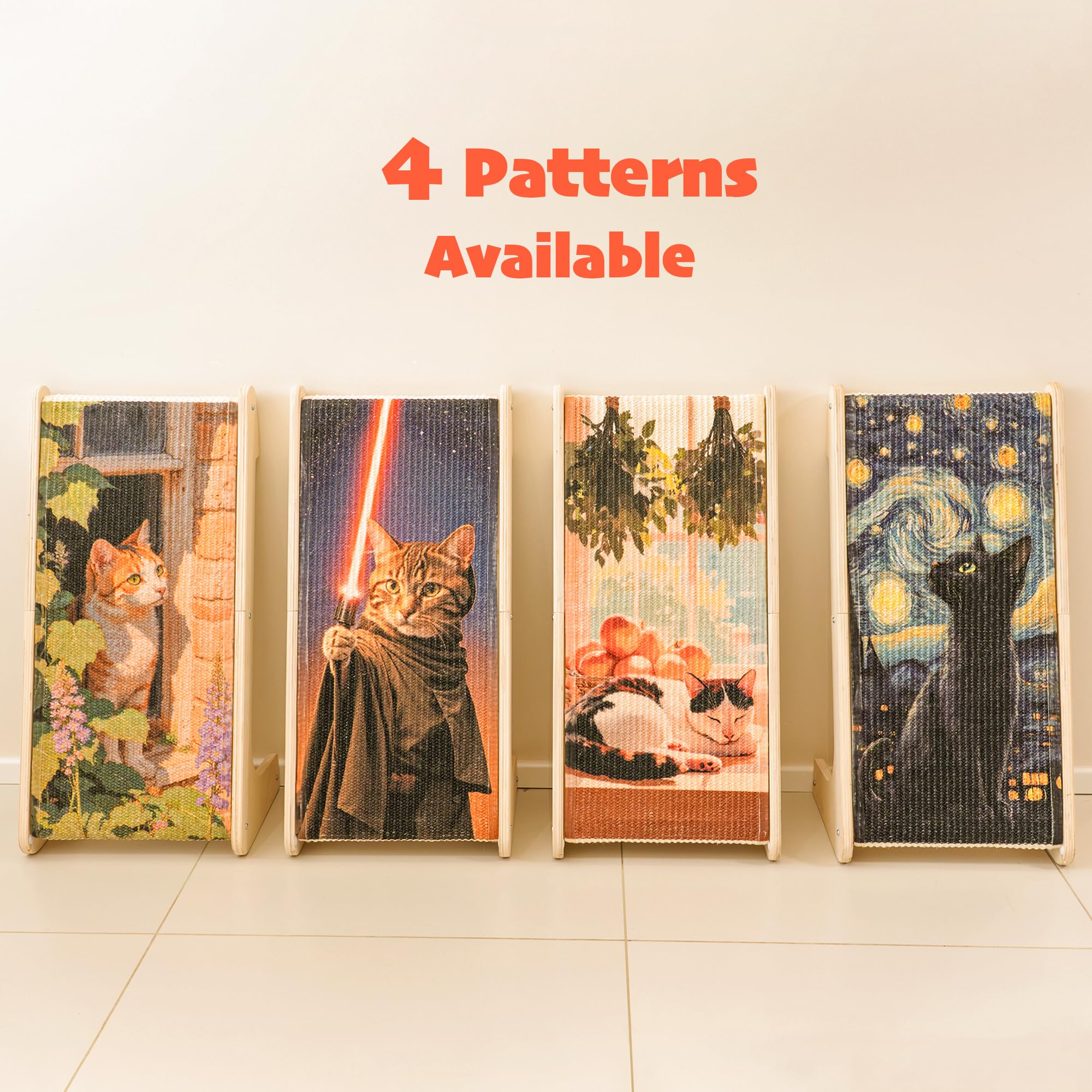 PETKARAY Art Cat Scratcher utilisation en intérieur: idéal pour le salon et l'espace de vie.