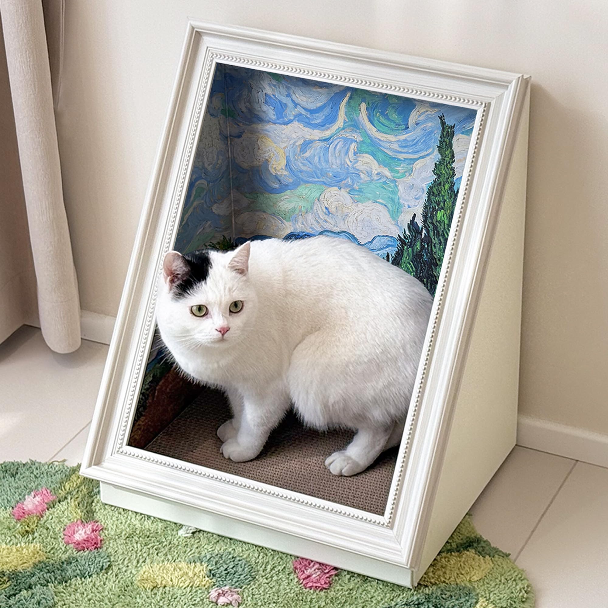 PETKARAY cadre-art chat: maison de griffage élégante protégeant vos meubles.