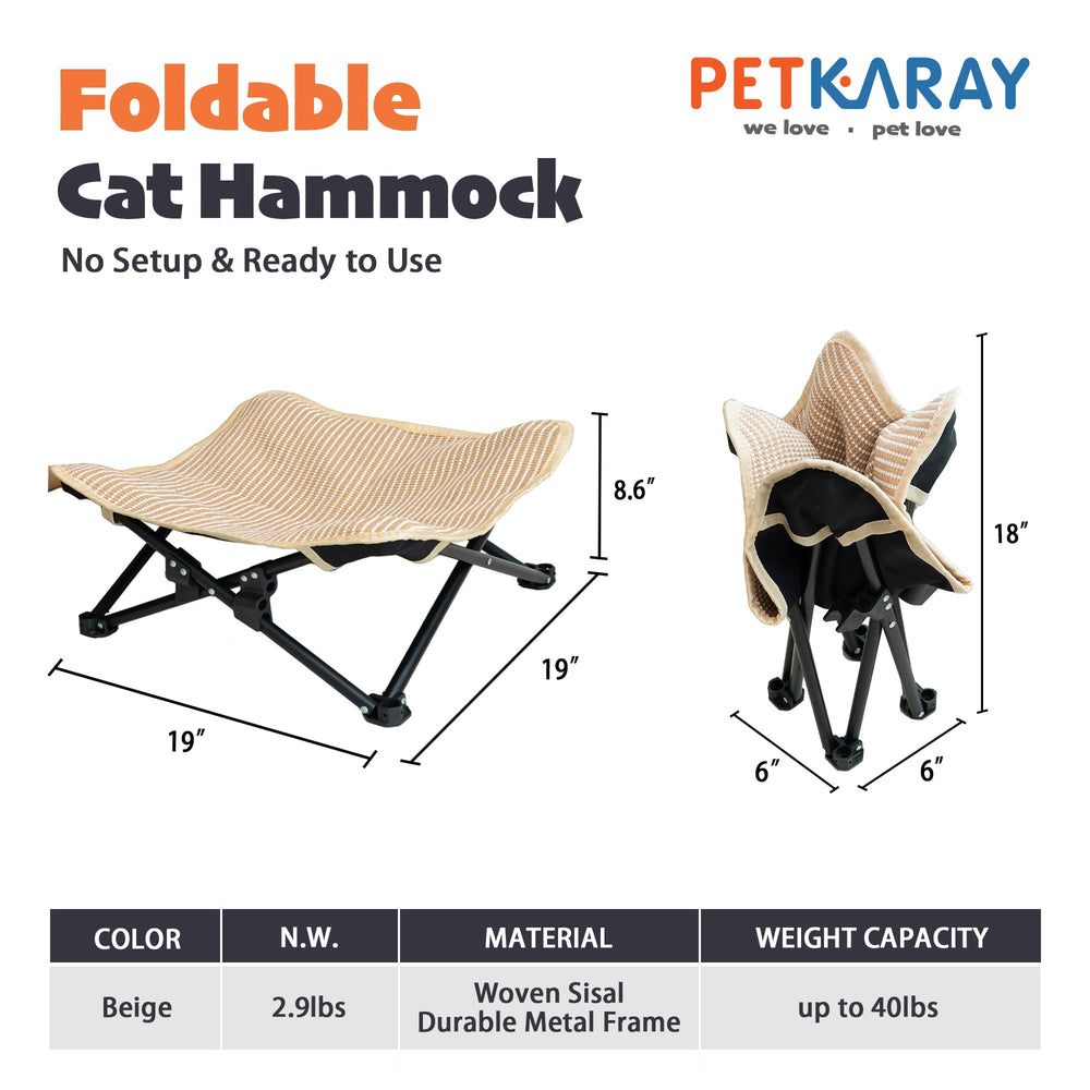 PETKARAY hamac-sisal confort chat, zone de repos douce et naturelle.