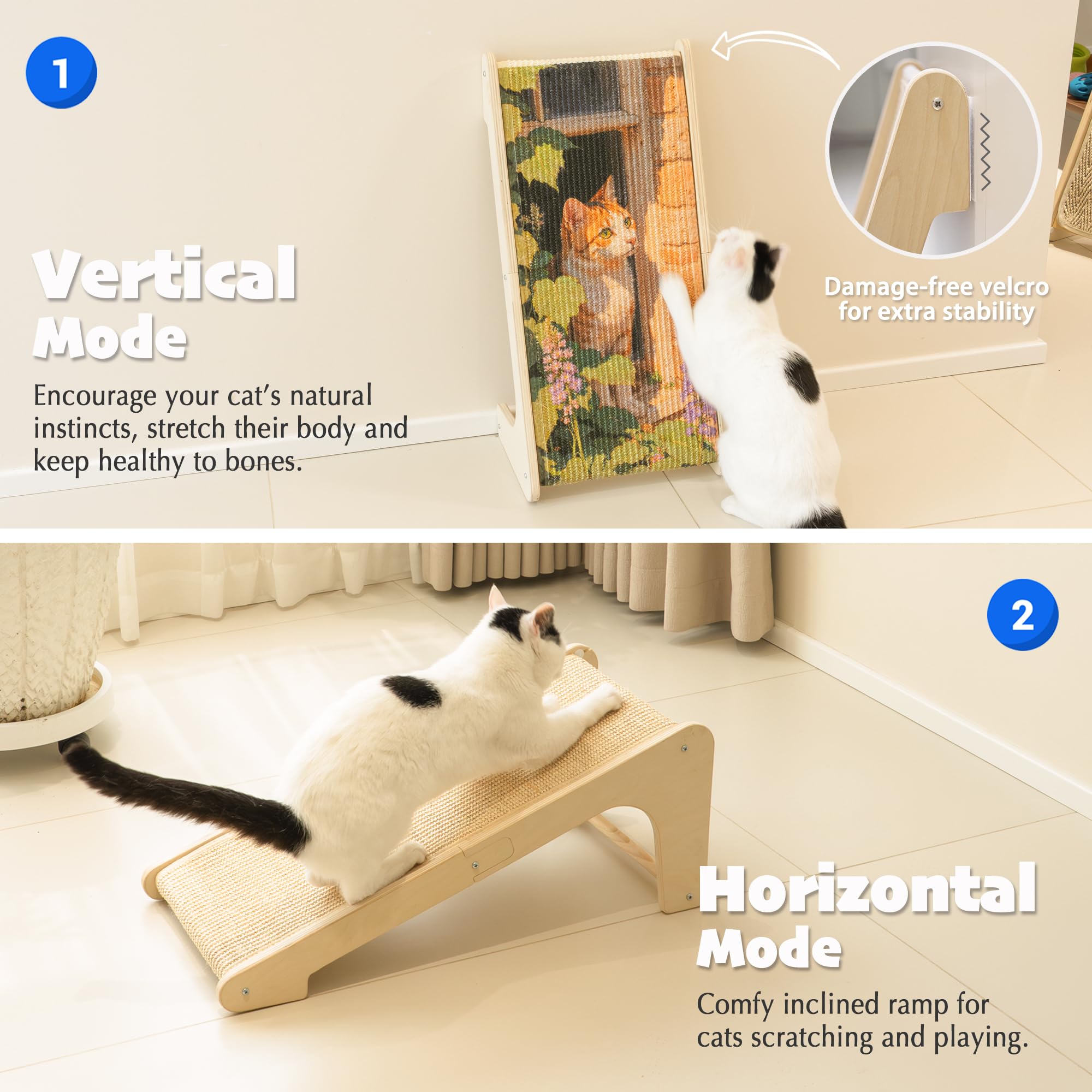 PETKARAY rampe-griffes en forme-L en sisal, solution pour le griffage.