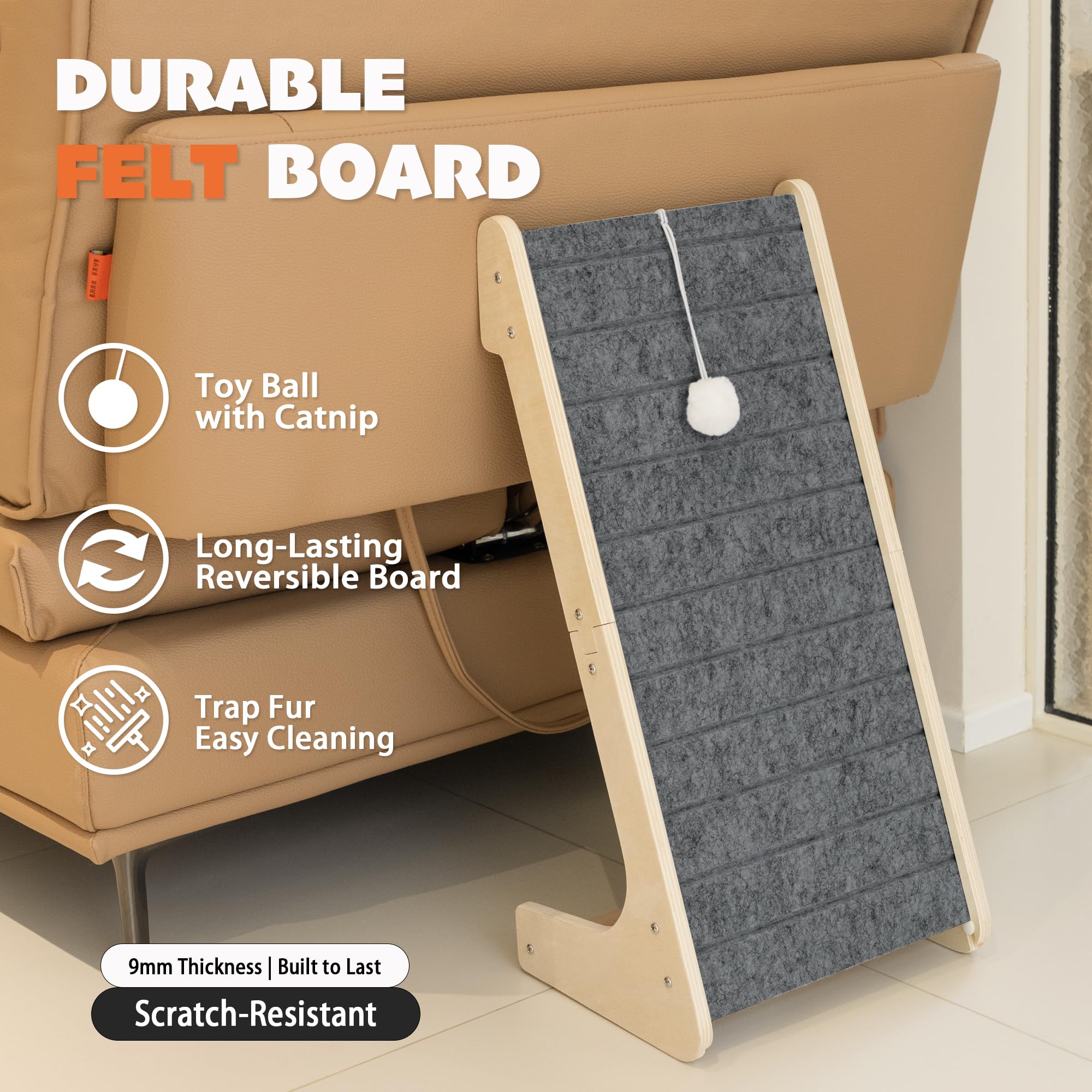 PETKARAY rampe-grattoir-mur-velcro: installation murale rapide et usage flexible.