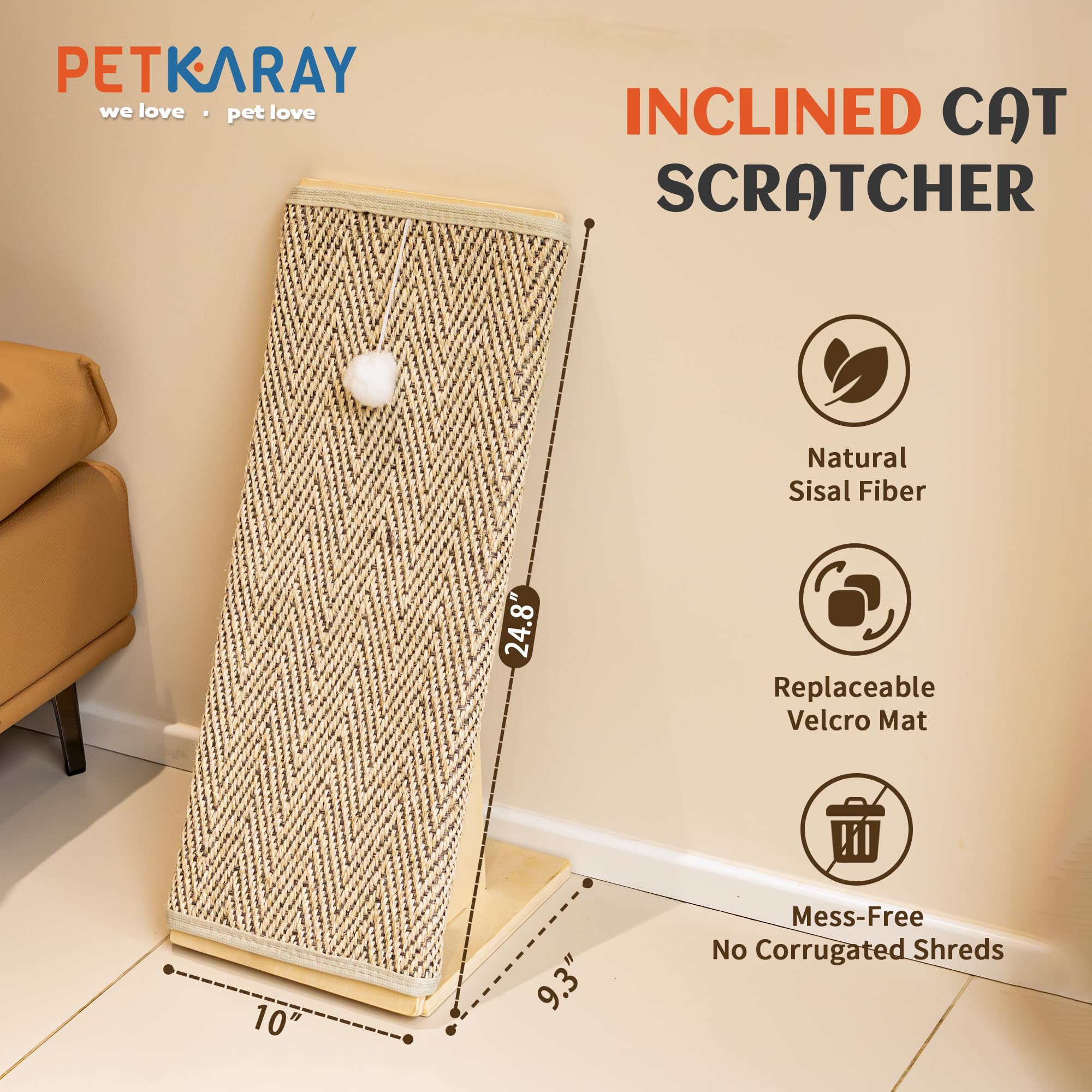 Rampe de griffure PETKARAY pour chat d intérieur, offre un espace griffure stable.