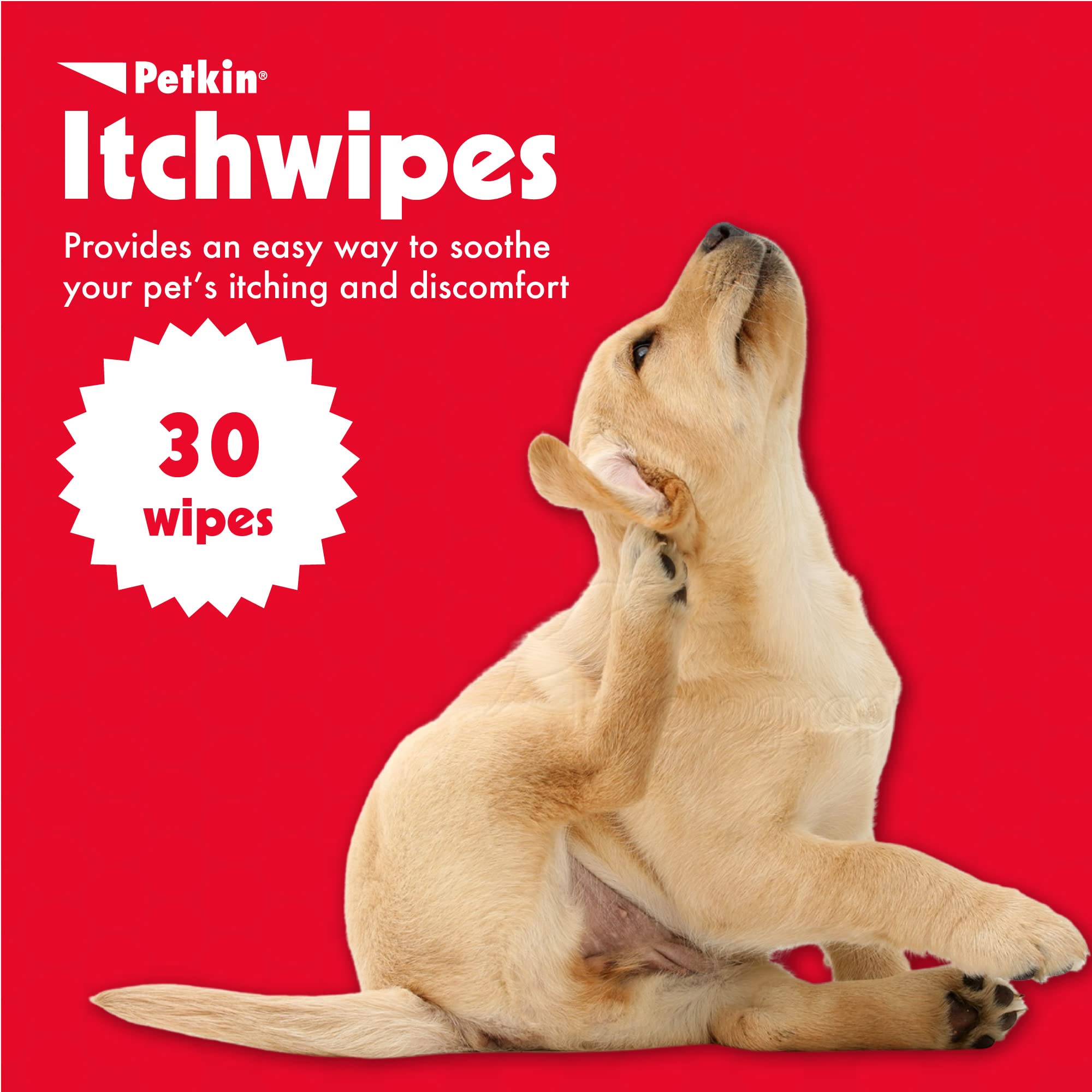 Application sans eau des lingettes Petkin pour zones irritées.
