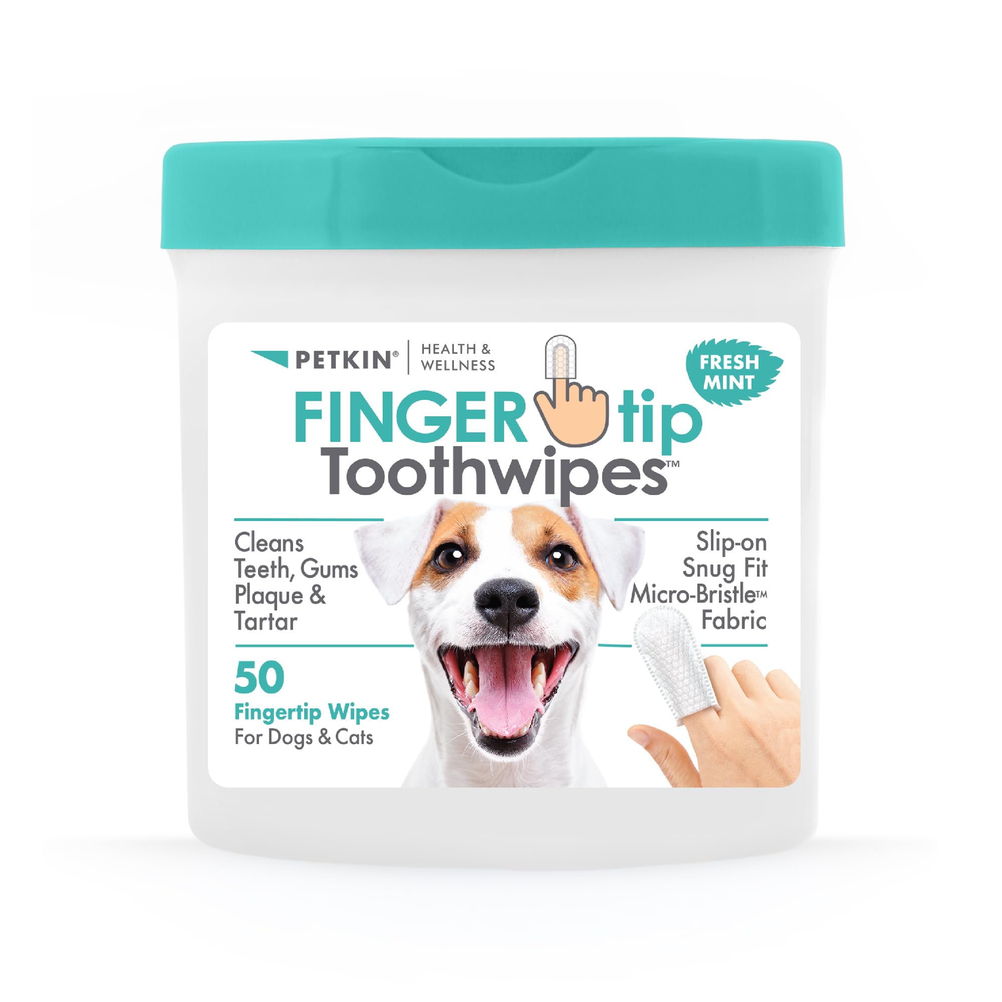 Petkin Fingertip lingettes dentaires à enfiler pour nettoyer dents et gencives.