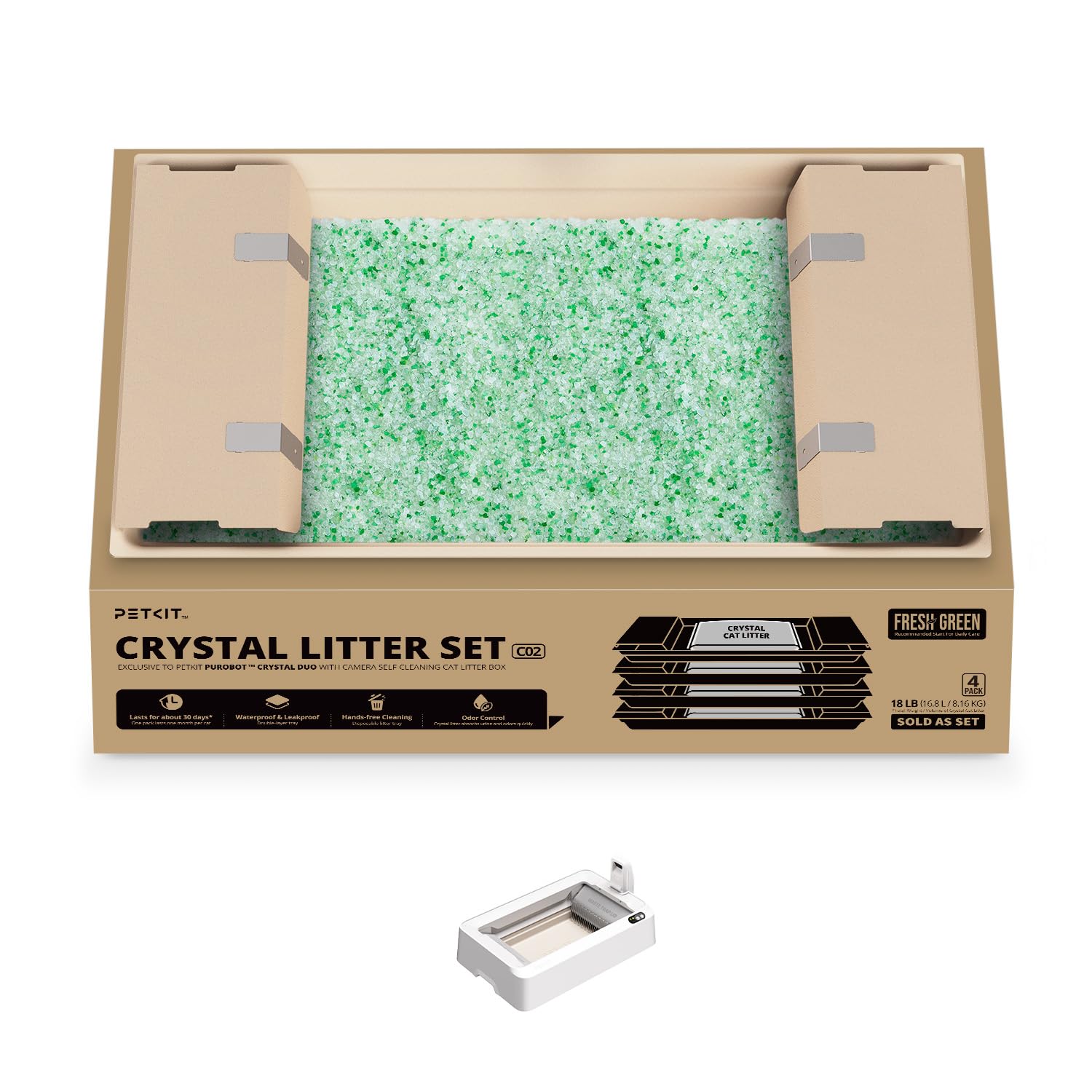 PETKIT Crystal chat-litiere-bac : facilite installation et propreté durable