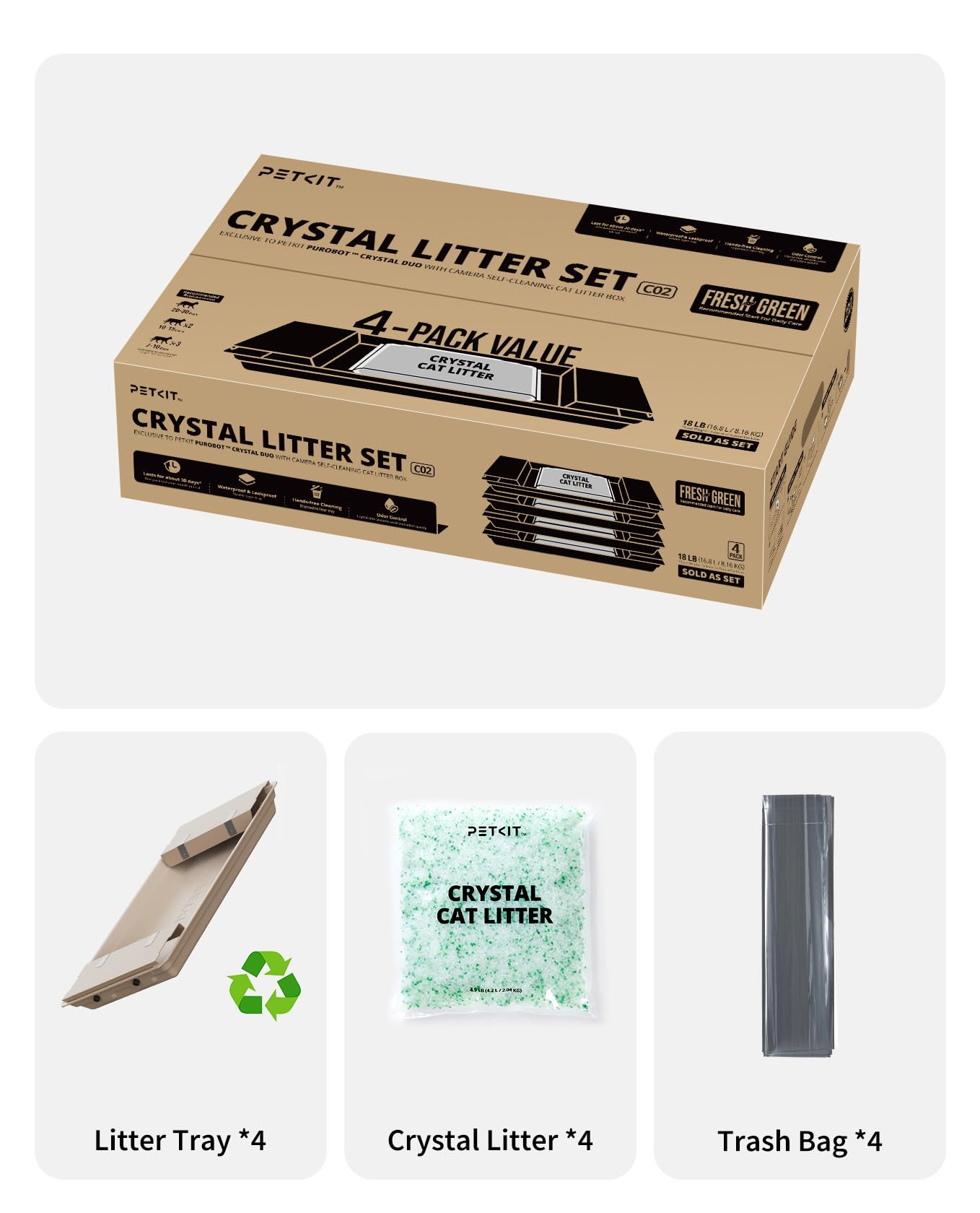 PETKIT Crystal entretien-minimal : nettoyage facile systeme tout-en-un