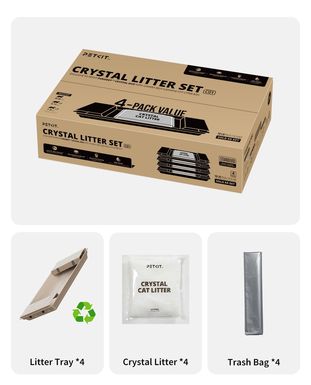 PETKIT Crystal Litter, version légère et compacte, idéale pour les déplacements.