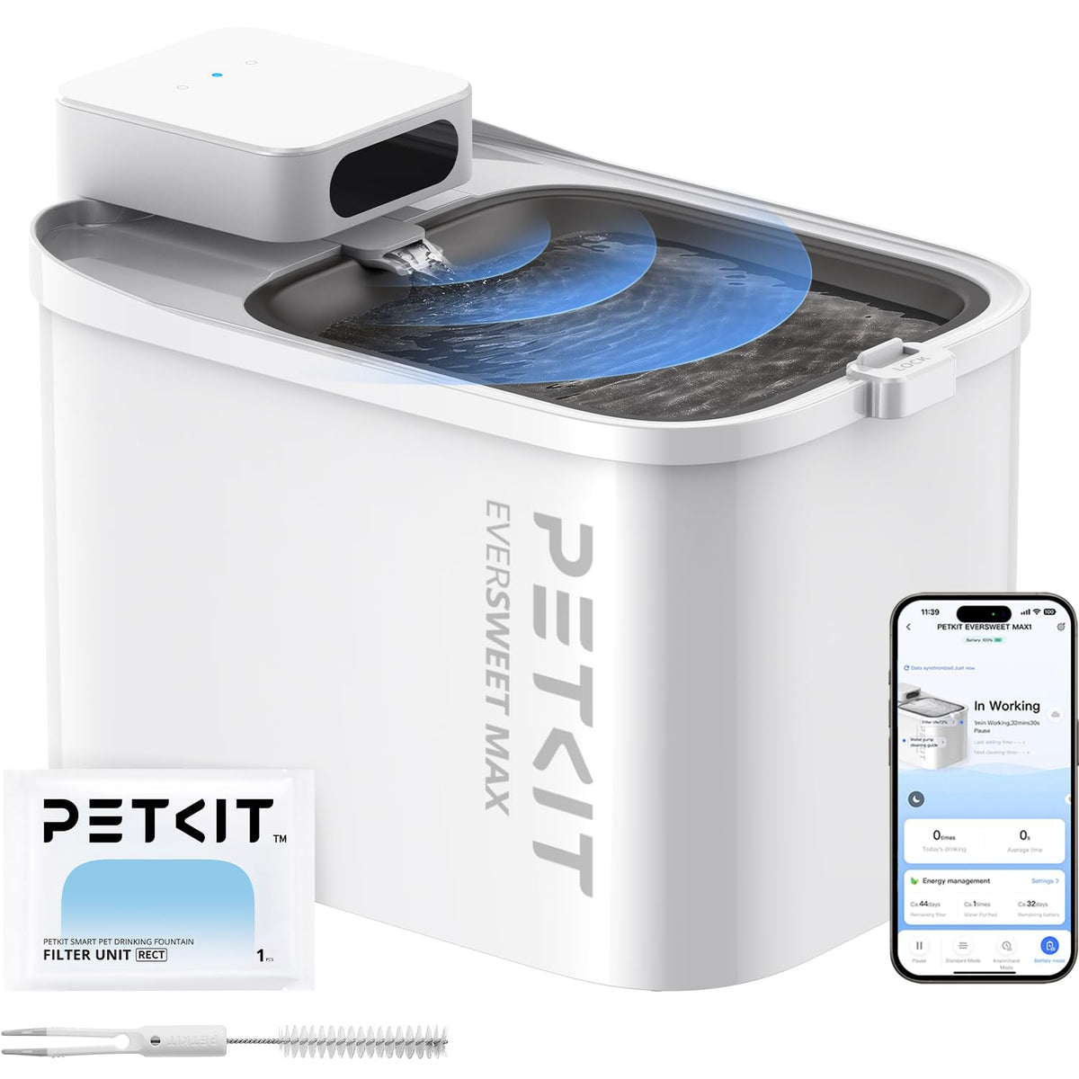 PETKIT Eversweet Max - installation sans fil facilitant l'emplacement dans la cuisine, salon ou chambre.