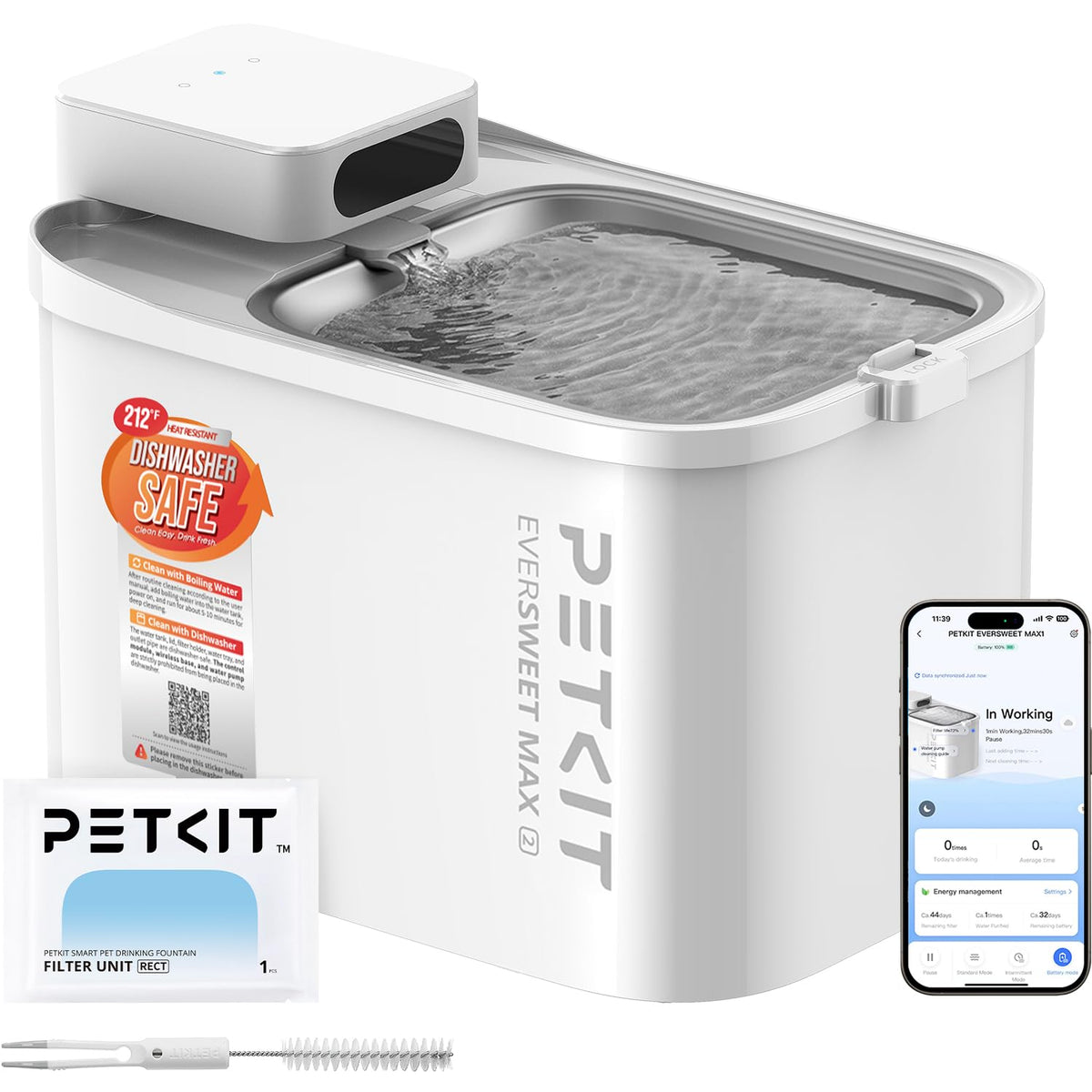 PETKIT fontaine eau chat sans-fil, mobilité pratique.