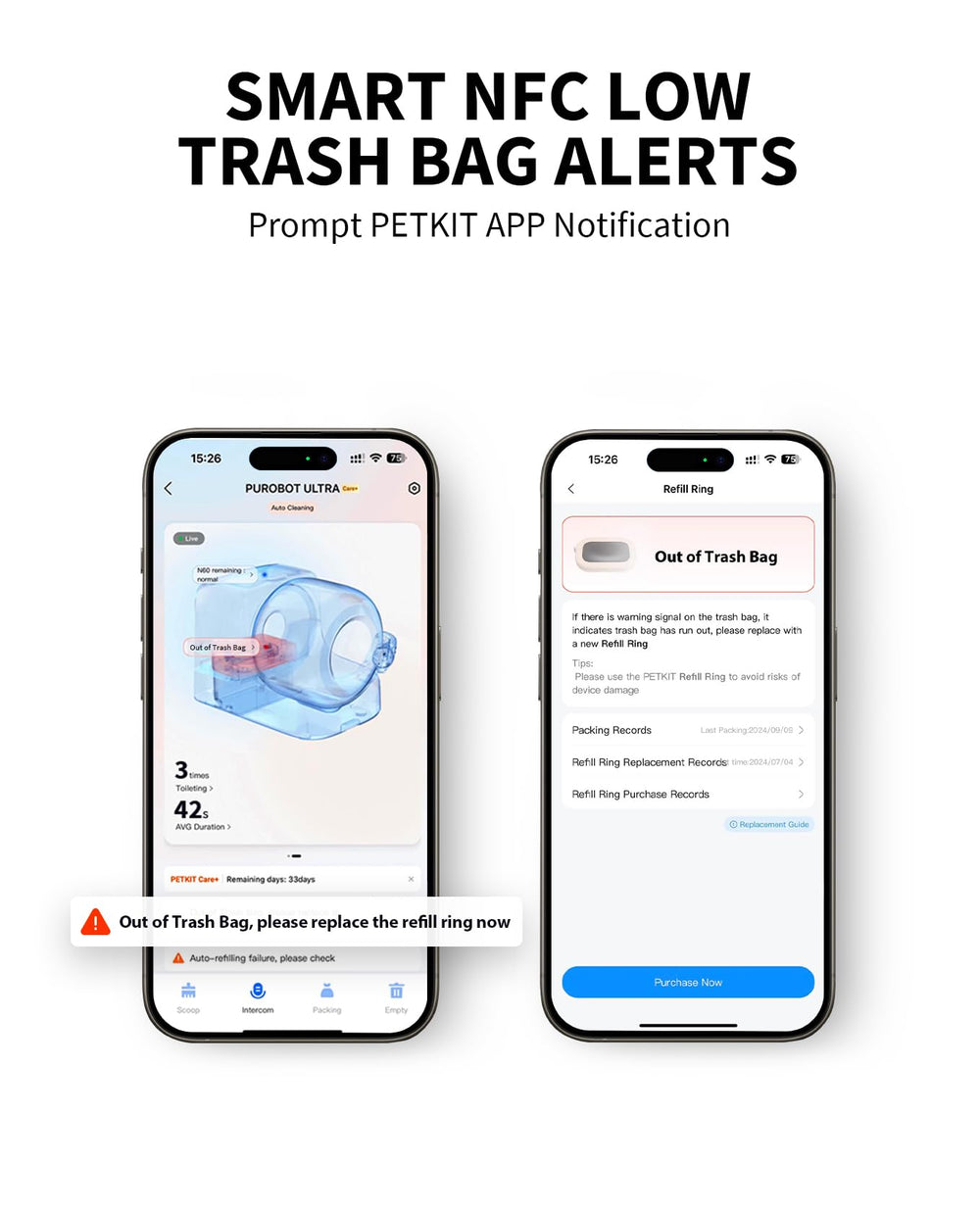 PETKIT Purobot Ultra – rappels visibles et notifications via l application
