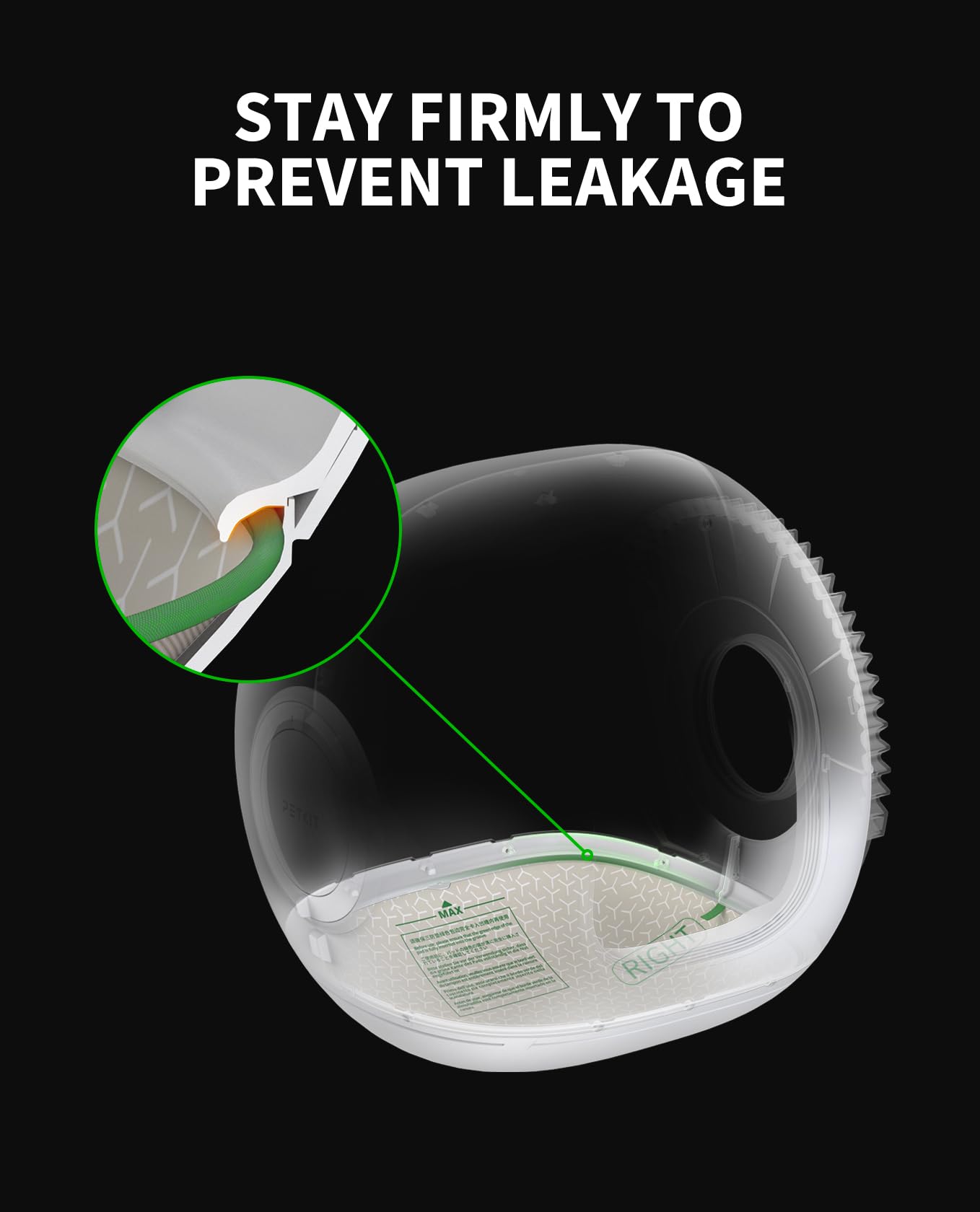 PETKIT tapis cylindre max-pro-purobot: prévention des fuites grâce au bord élastique.