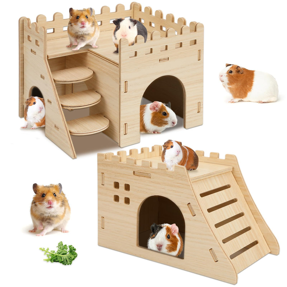 PetKnows hamster: maison-chateau en bois, montage simple et espace de jeu