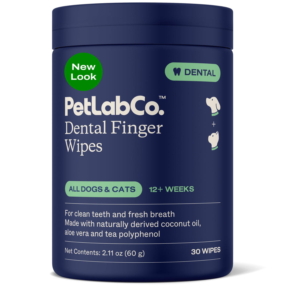 PetLab Co. lingettes dentaires pour doigts en action, nettoyage en douceur des dents.