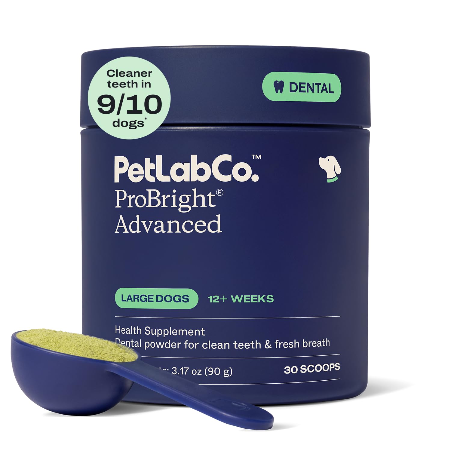 Poudre Dentaire ProBright de PetLab Co: bouteille pratique pour chiens adultes.