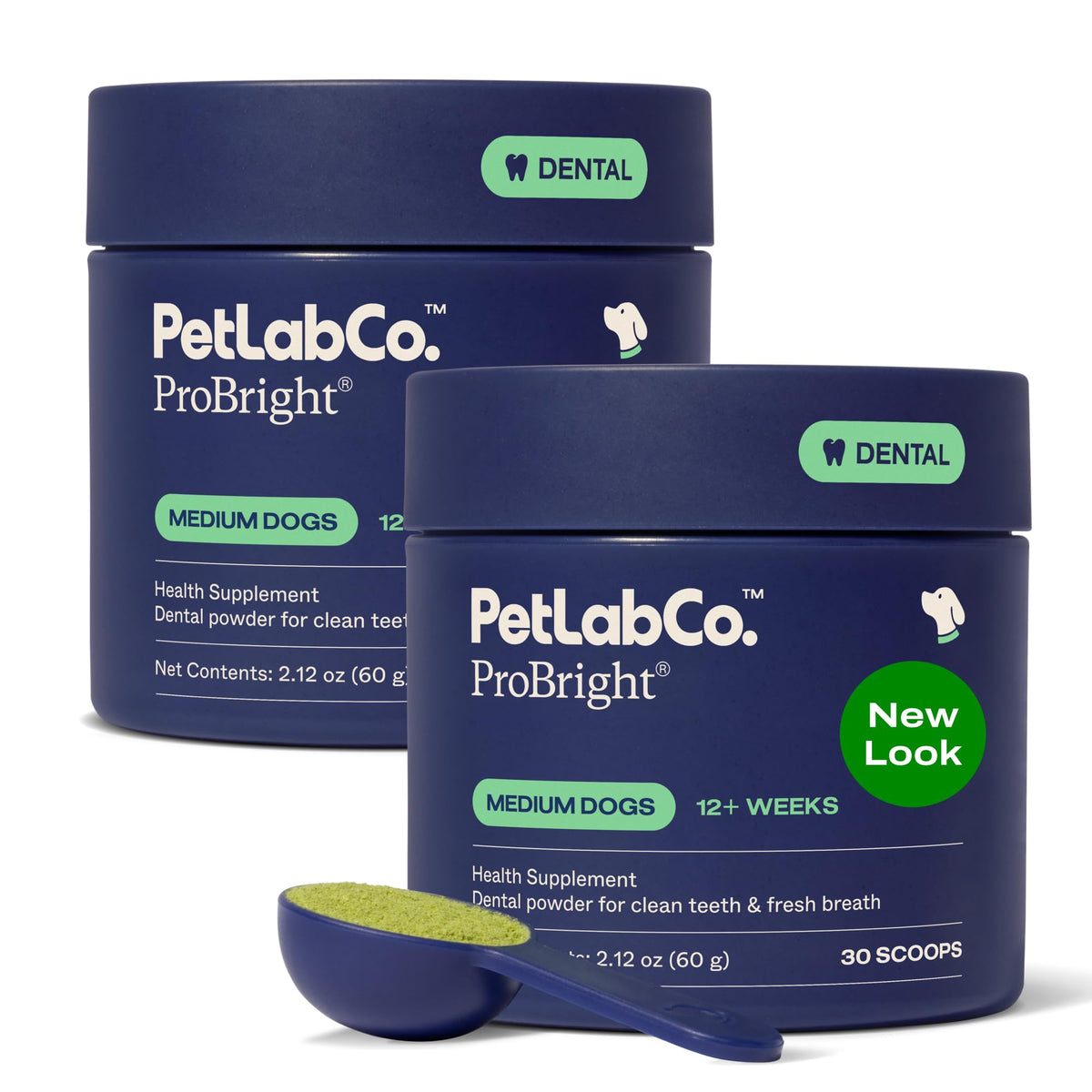 Poudre dentaire ProBright de PetLab Co. dans un emballage pratique pour le pack 2.