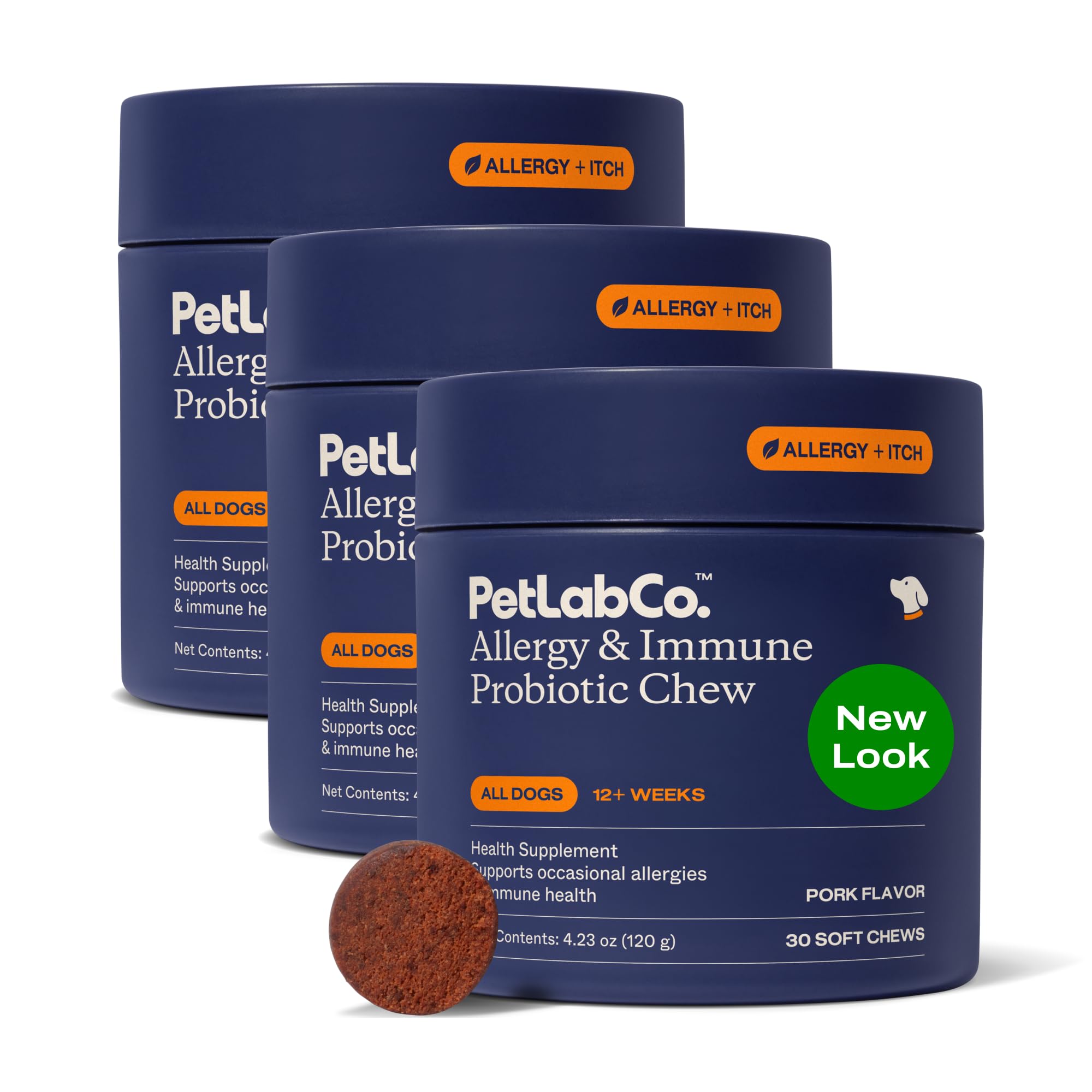 Bouchées PetLab Co. saveur porc, soutien allergies et immunité chien.