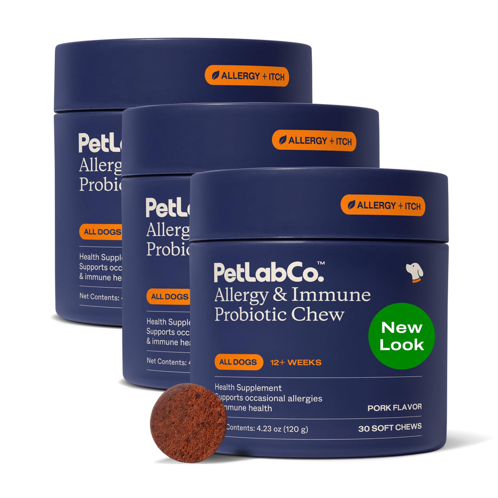 Bouchées PetLab Co. saveur porc, soutien allergies et immunité chien.