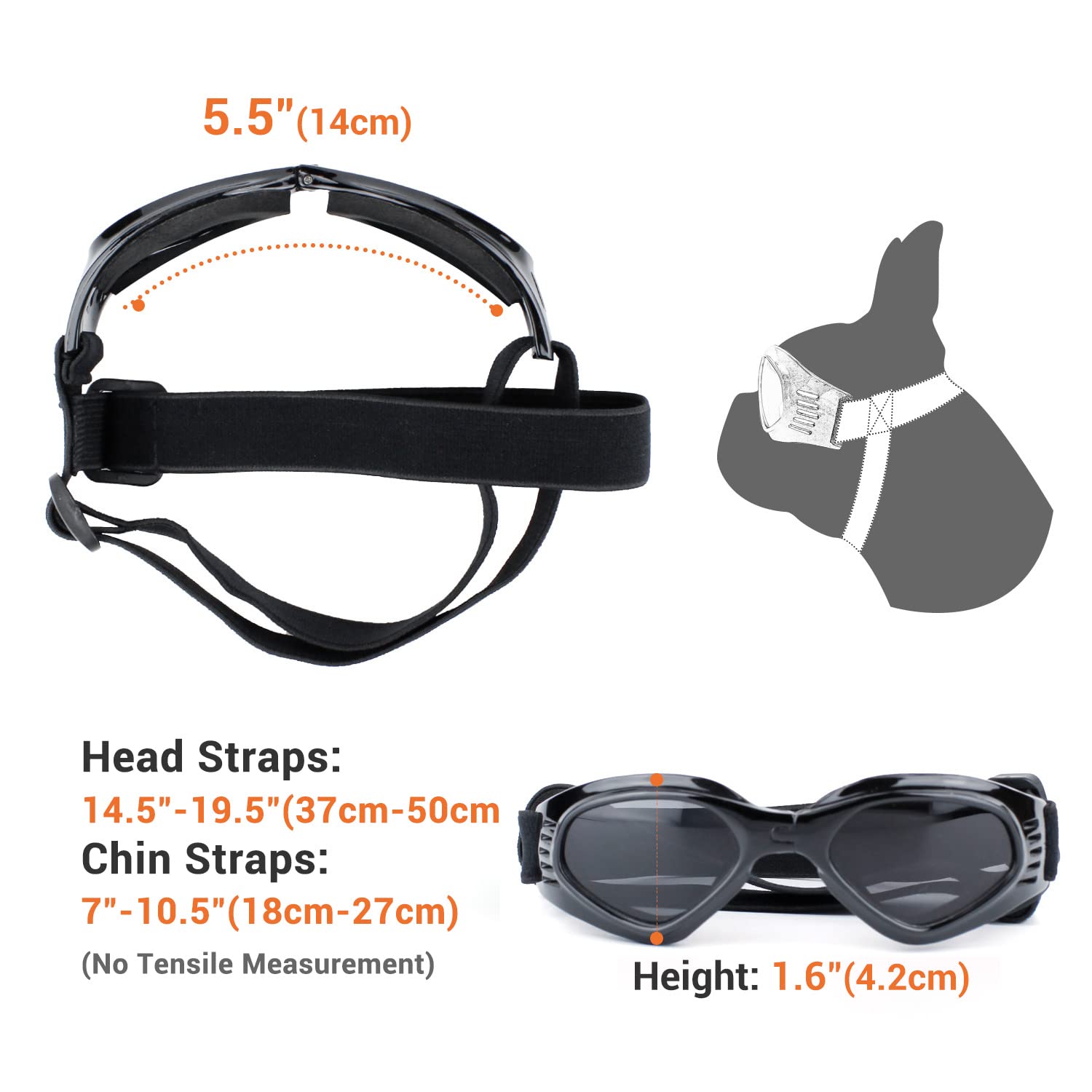 Petleso Lunettes chien monture PVC – cadre doux et léger pour le confort