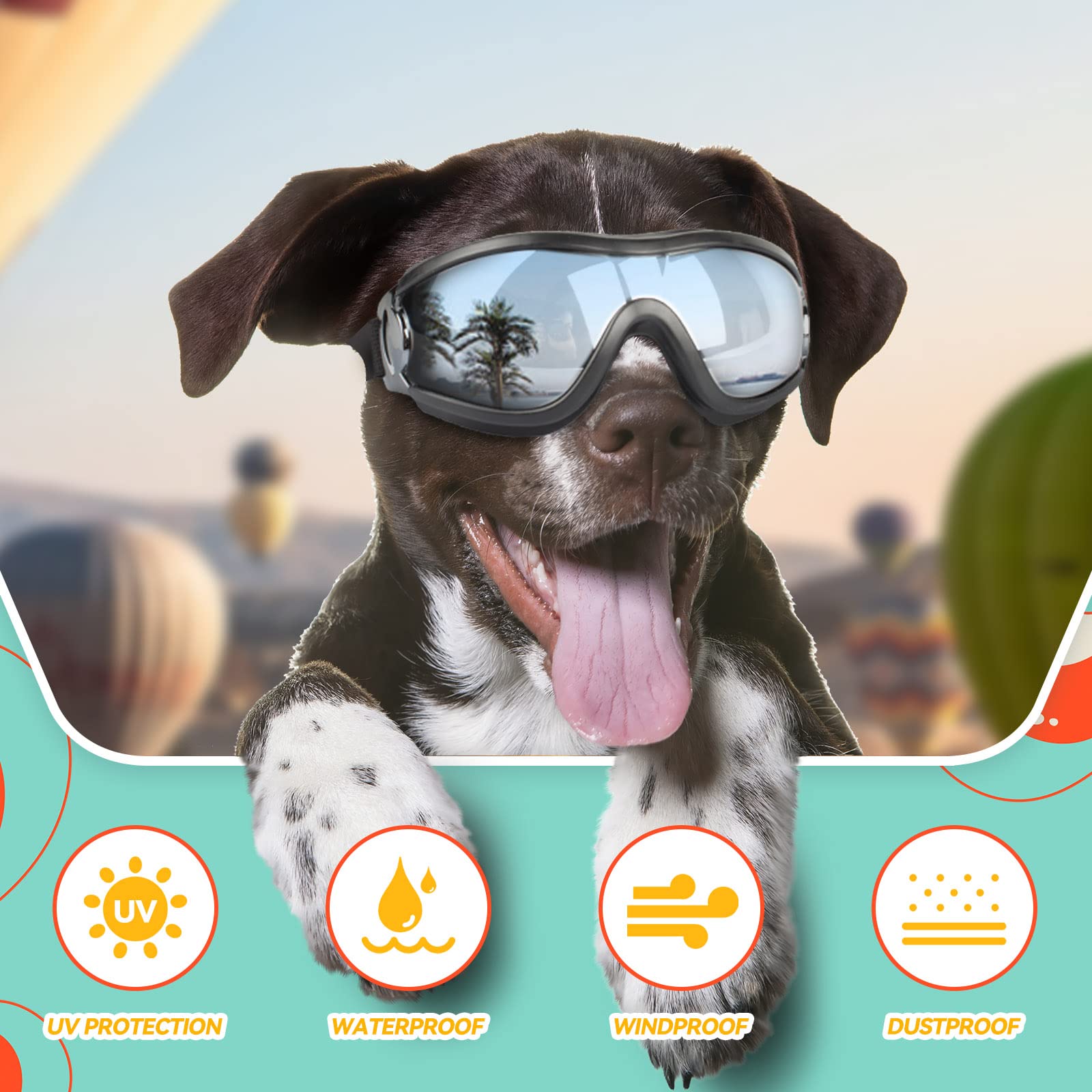 PETLESO lunettes chien nez ajustable, confort lors des longues balades.