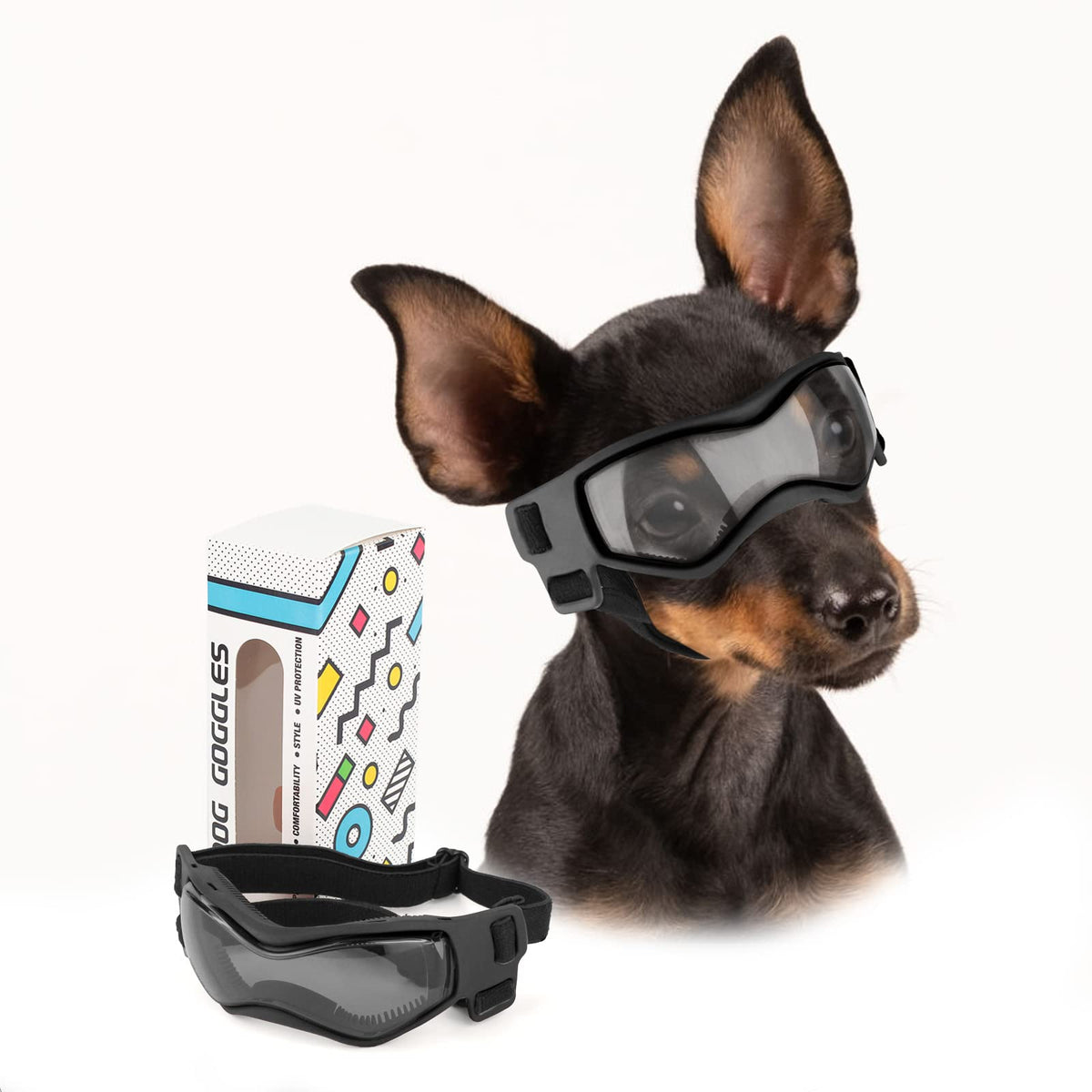 PETLESO lunettes chien petit face courbee pour ajustement confortable.