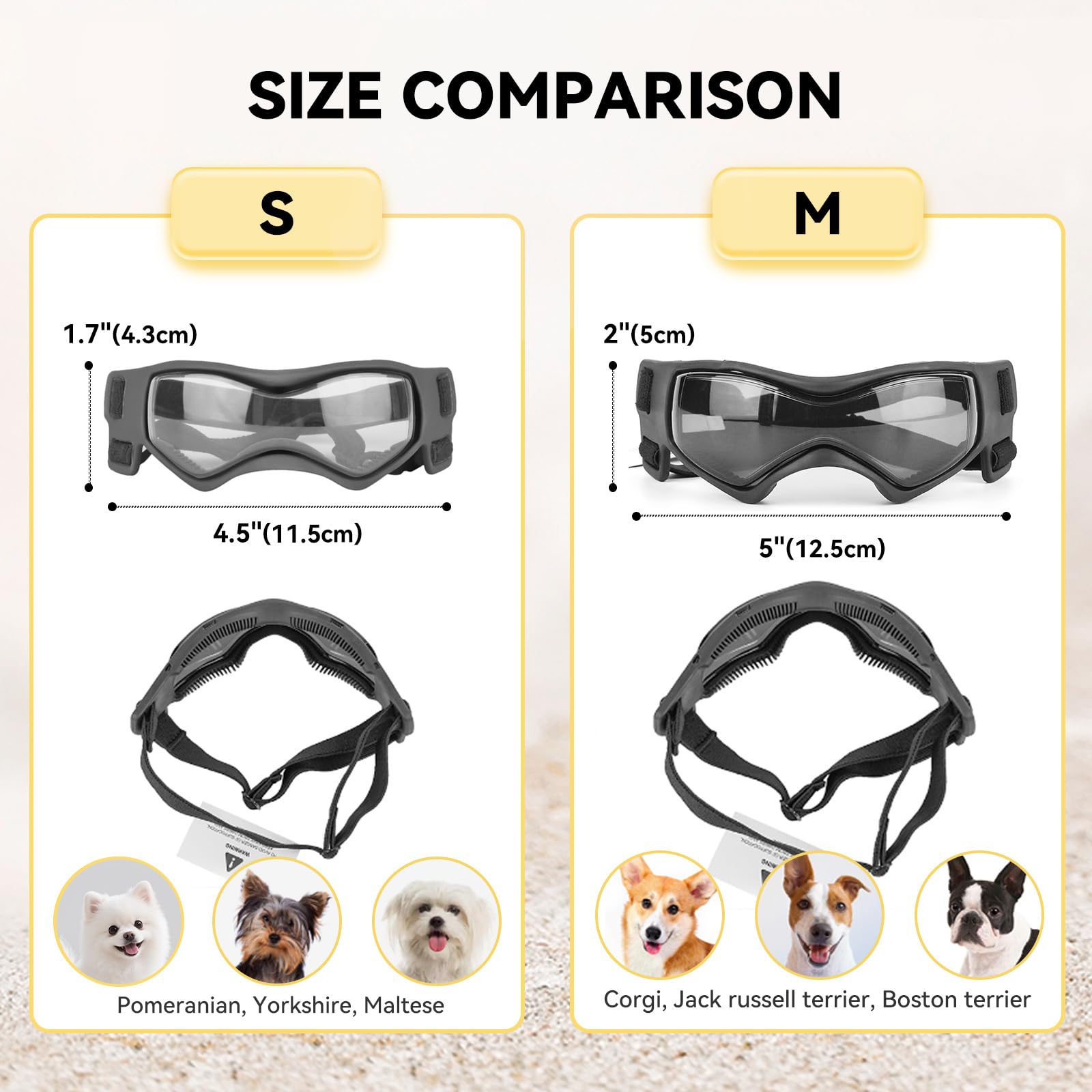 PETLESO lunettes chien petit protection UV contre poussière.