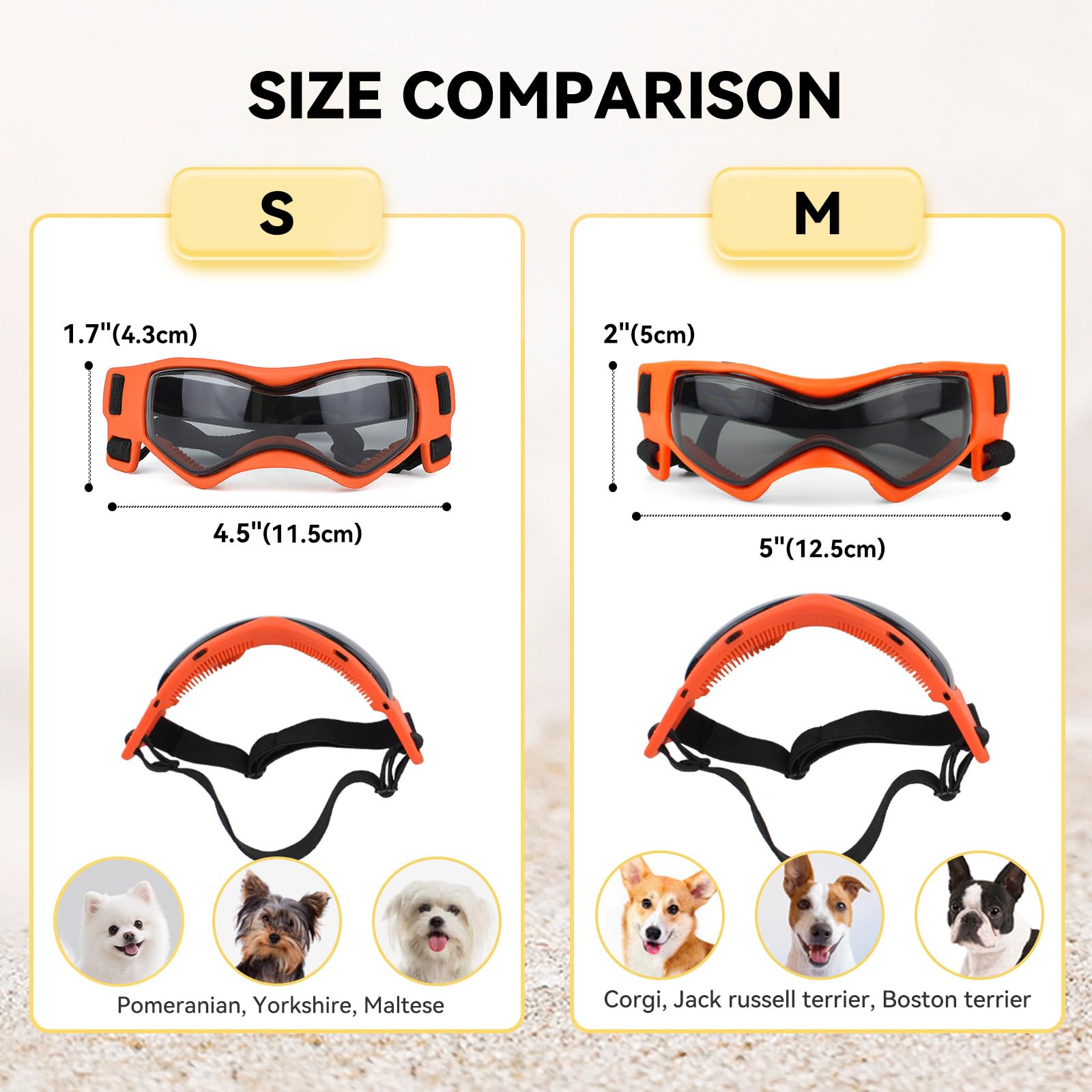 PETLESO lunettes chien petite race, verre polycarbonate protégeant UV et vent.