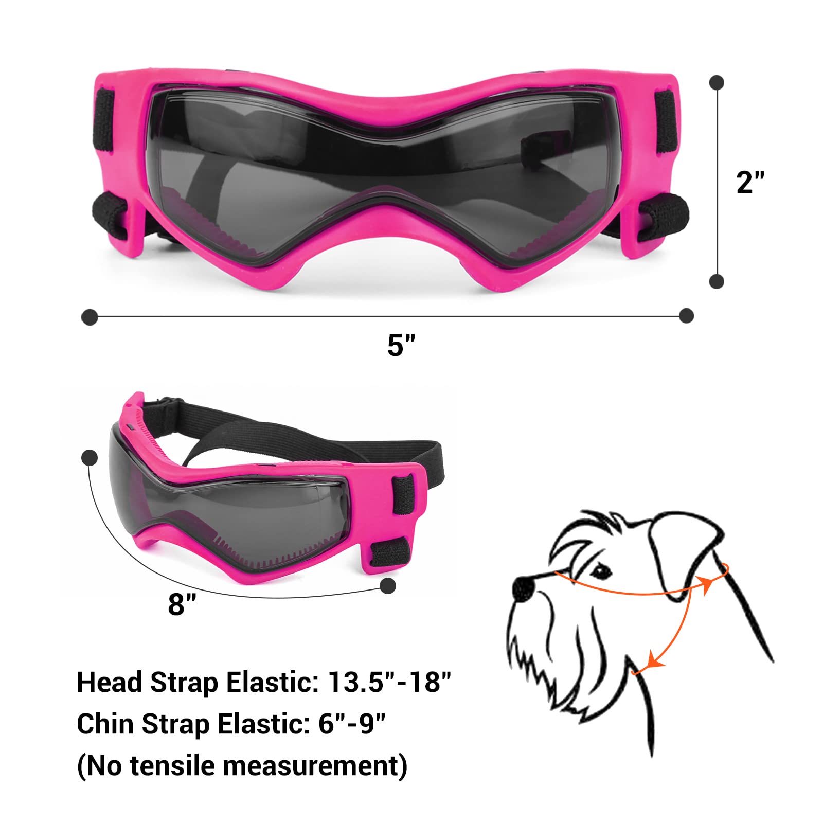 Lunettes PETLESO: réglage tête pour taille moyenne, ajustement sûr en balade.